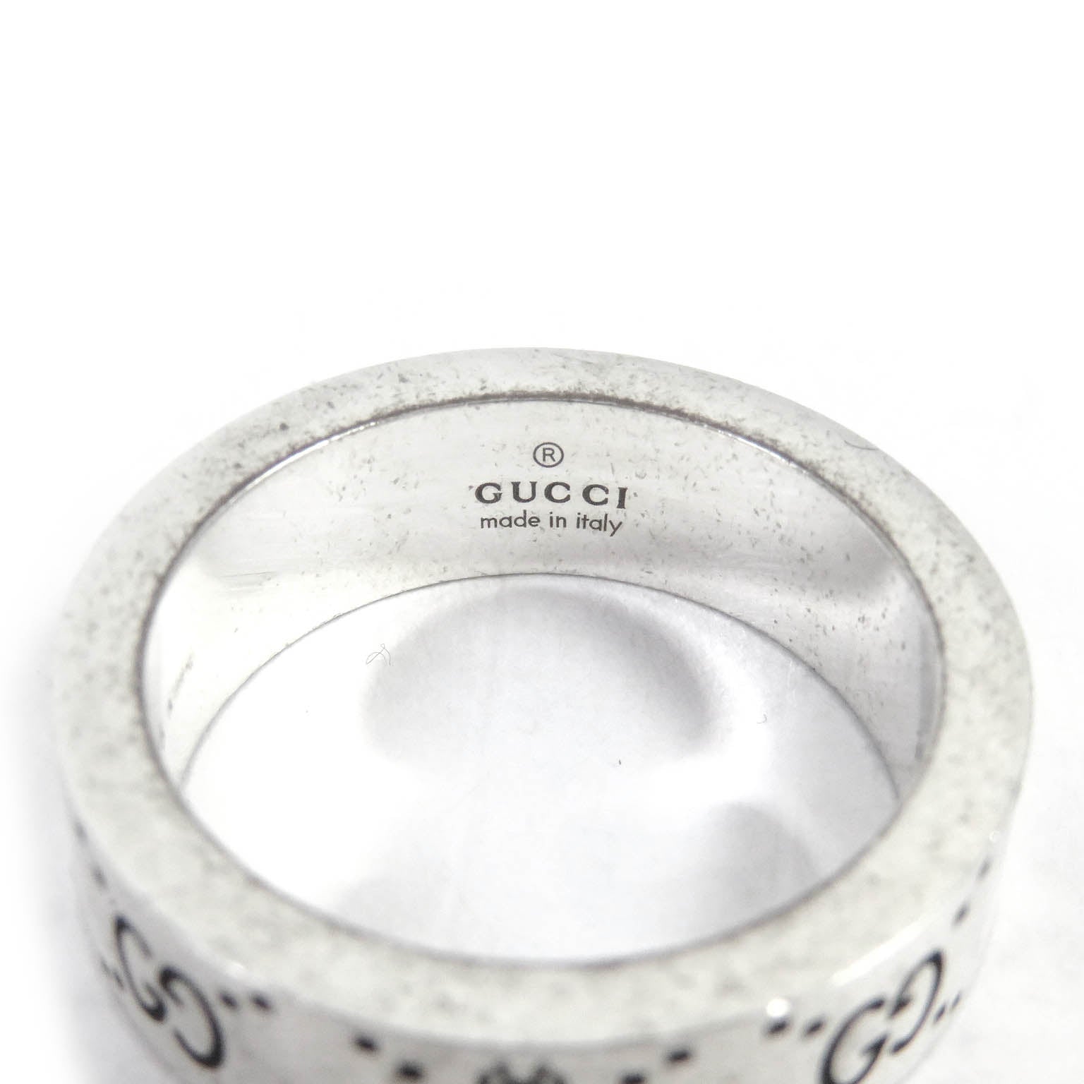 Gucci AG925 Silver GG Logo Bee Ring