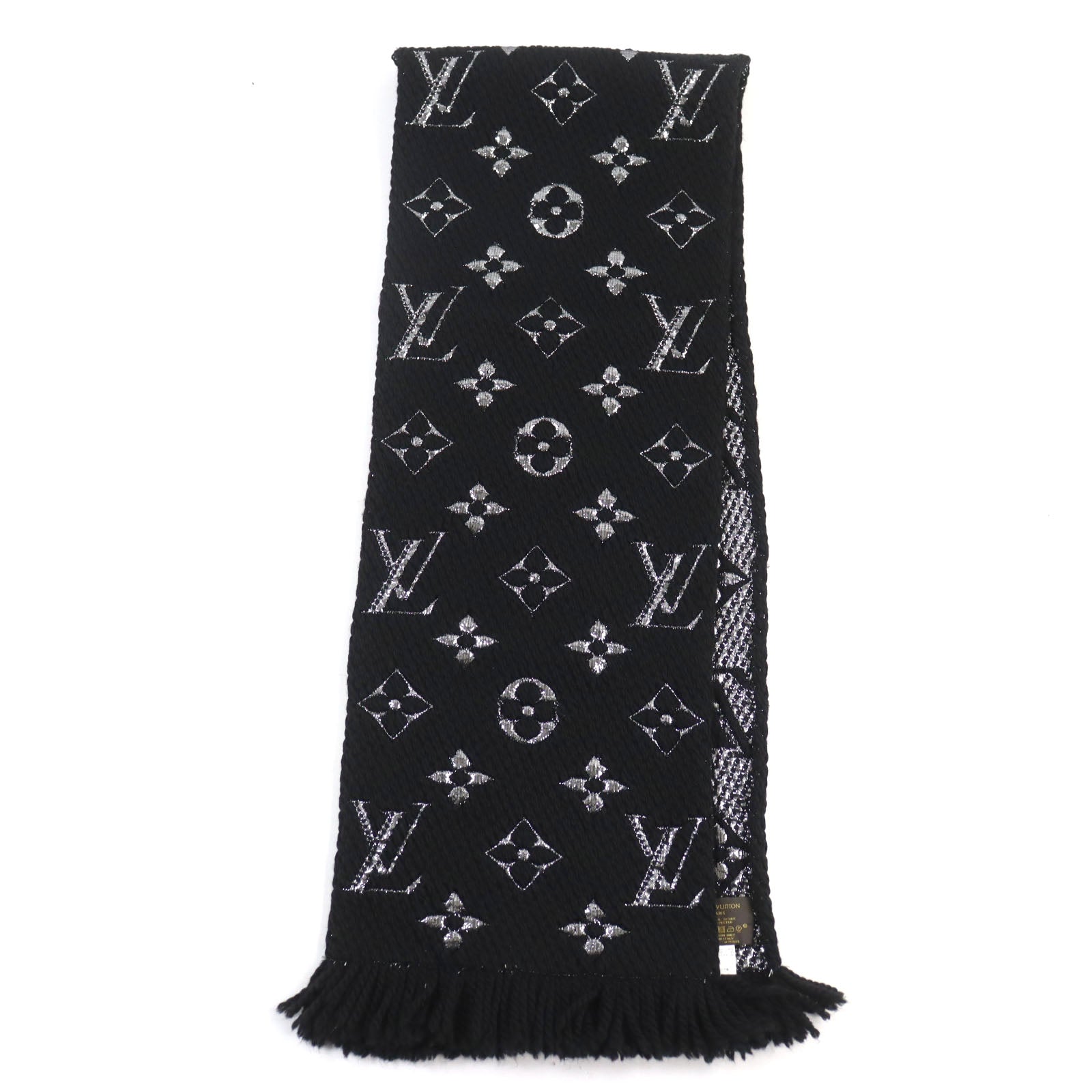 Louis Vuitton Monogram Scarf Black Silver