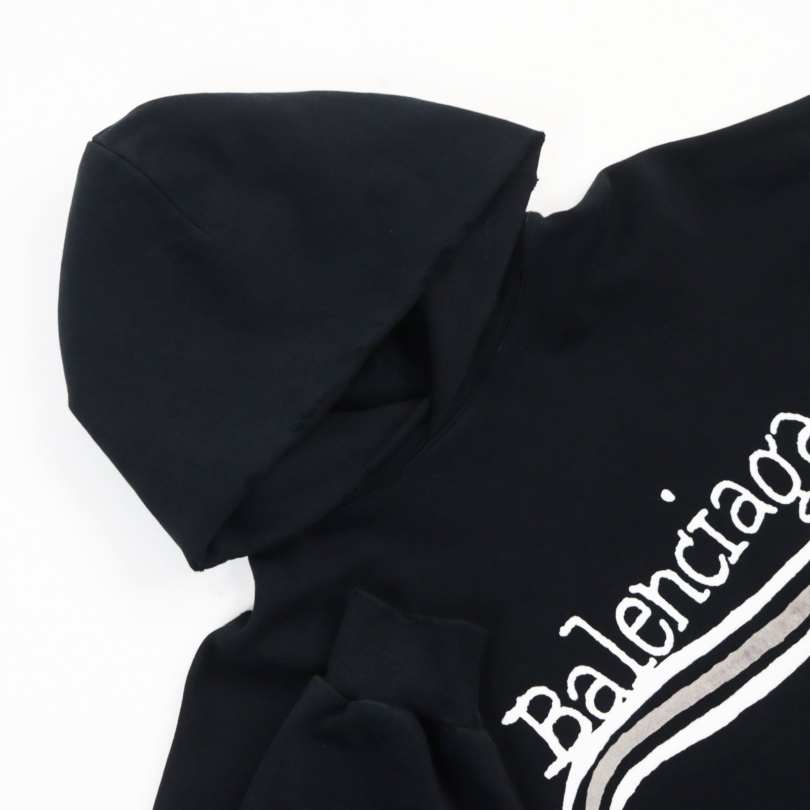 Balenciaga Distressed Logo Hoodie Sweatshirt