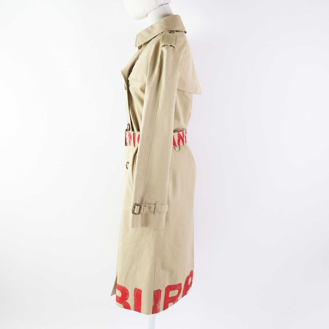 Burberry Graffiti Cotton Trench Coat Beige 36