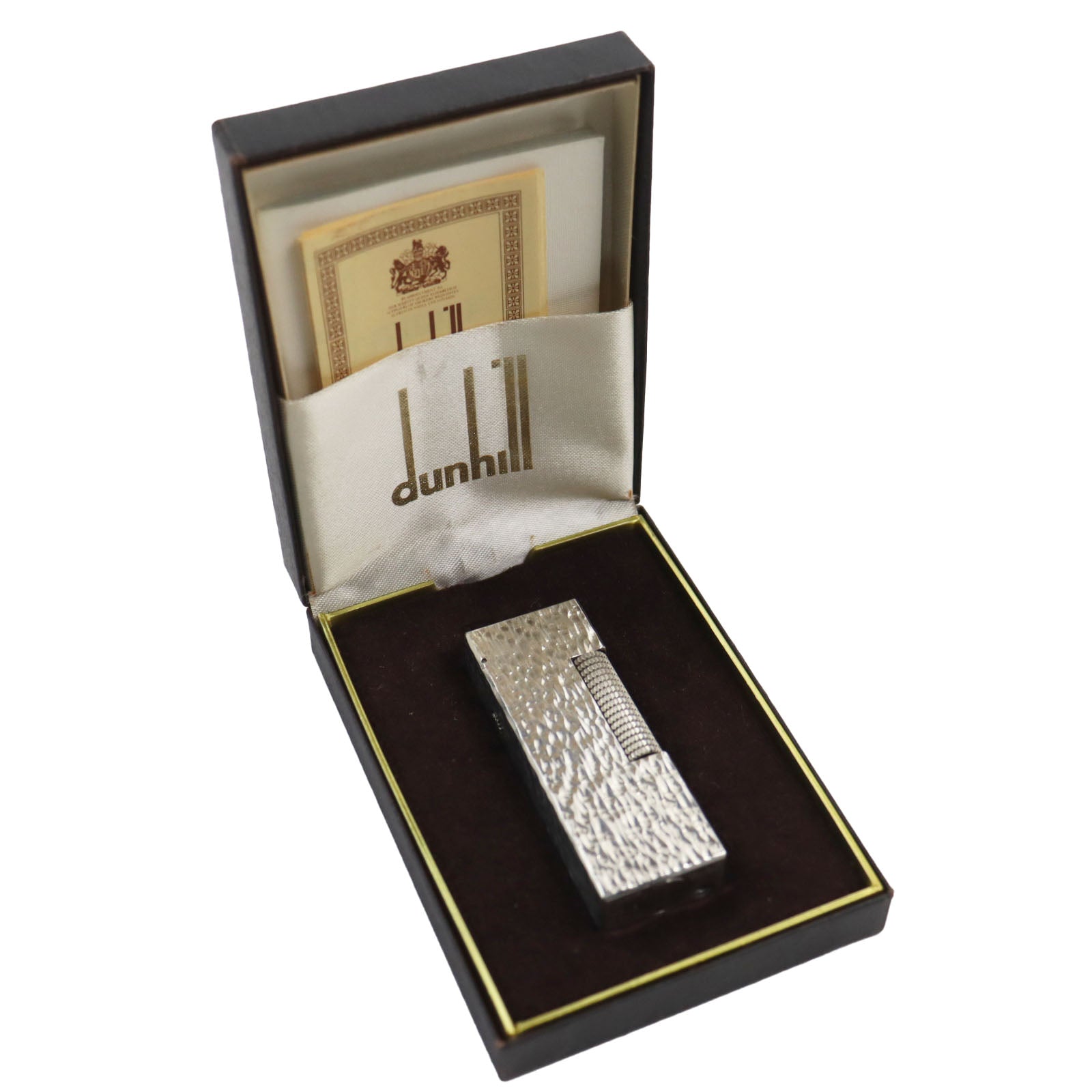 Dunhill Square Pattern Gas Lighter Silver Case