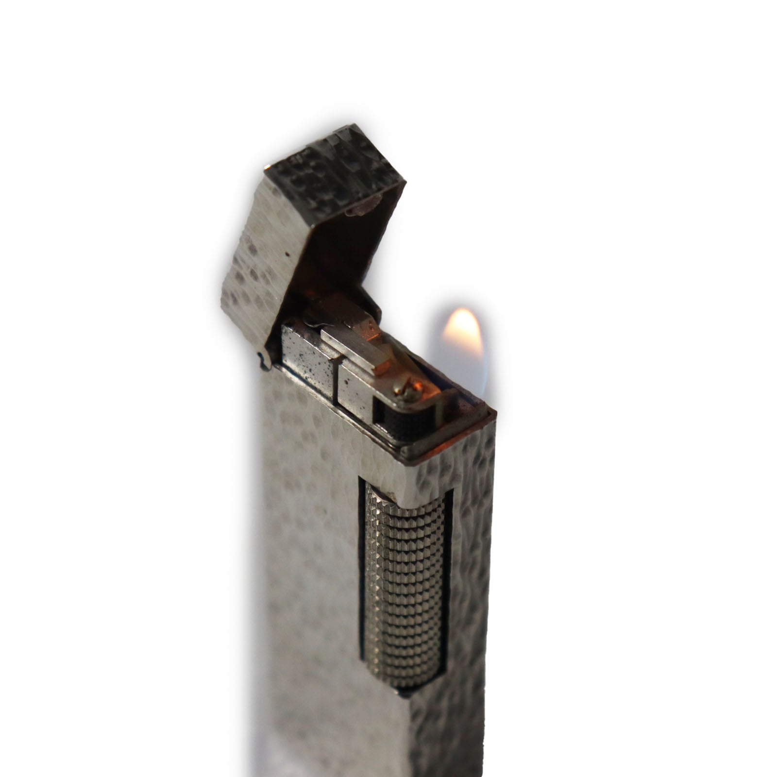 Dunhill Square Pattern Gas Lighter Silver Case