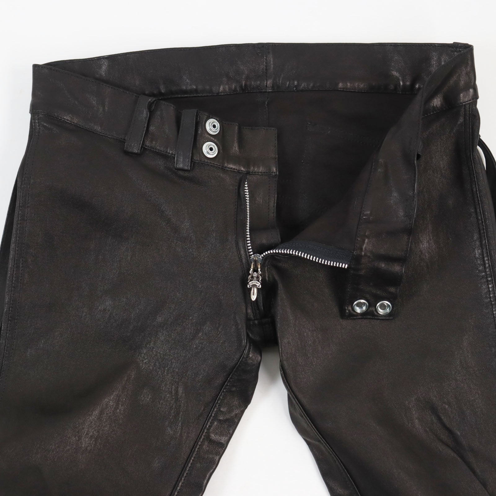 CHROME HEARTS Leather Pants with Suspenders