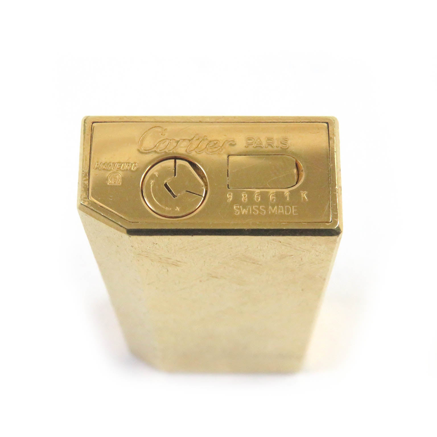 Cartier Crosscut Pattern Gas Lighter Gold