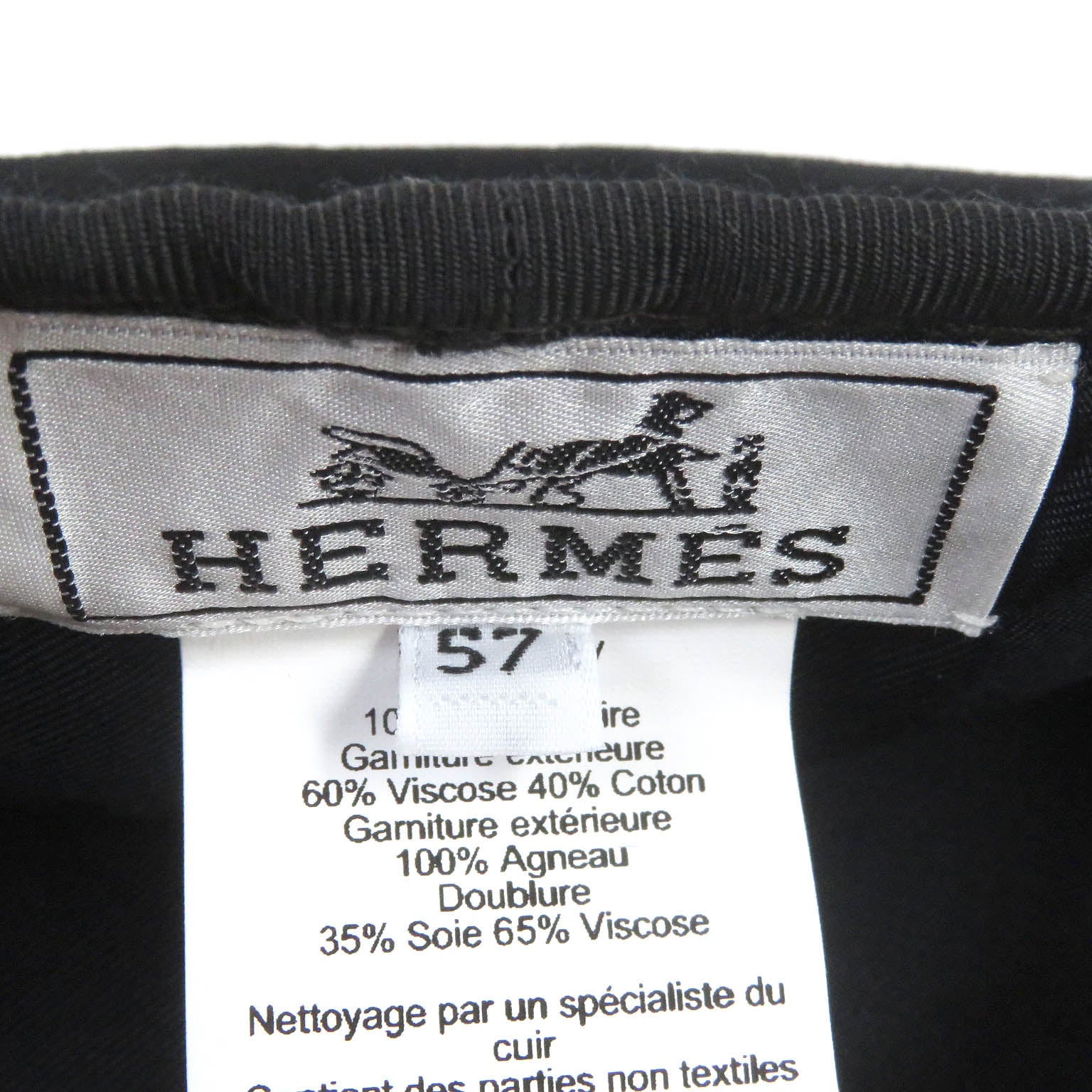 Hermes Cashmere Beret Hat Black 57 Women