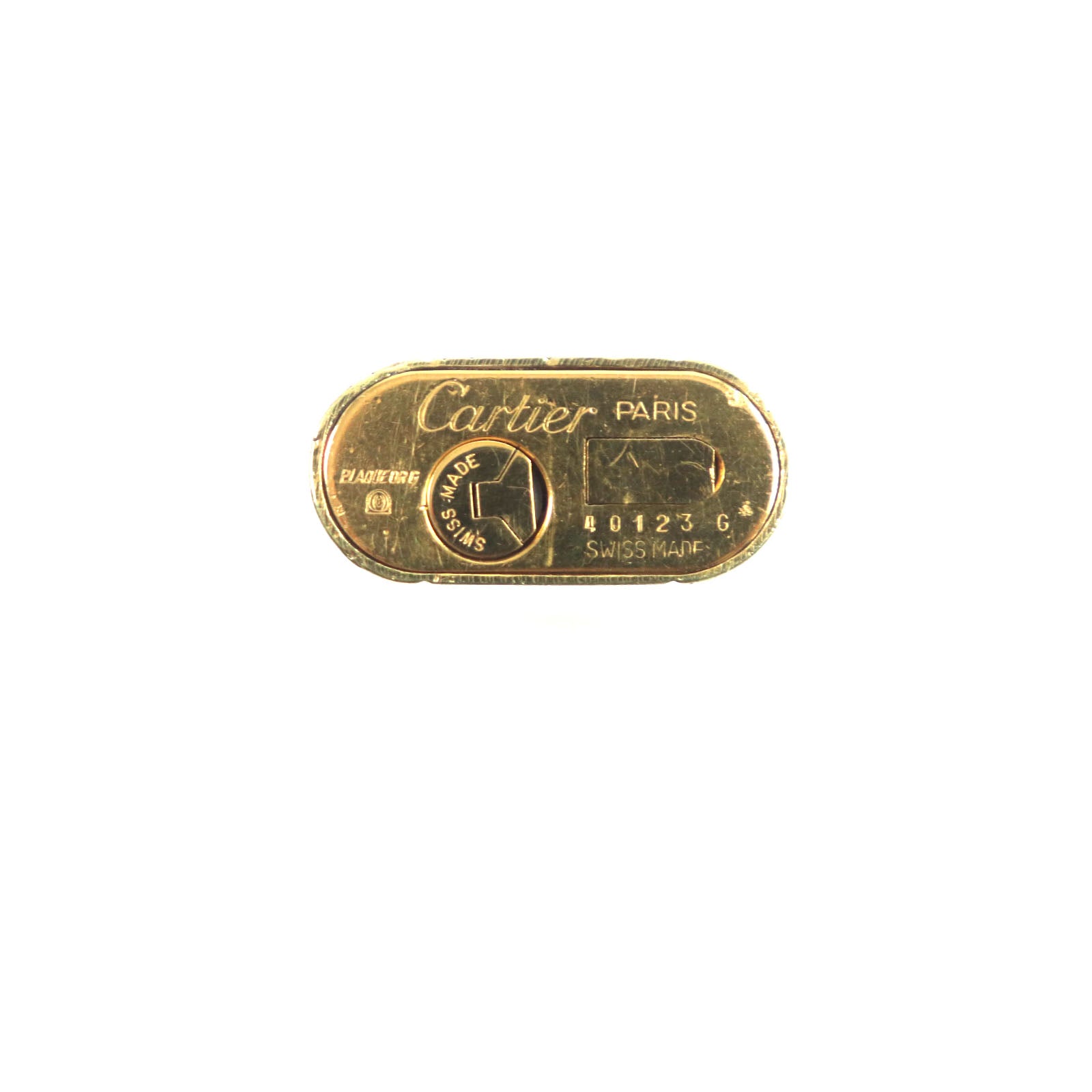 Cartier Oval Pattern Roller Gas Lighter Gold