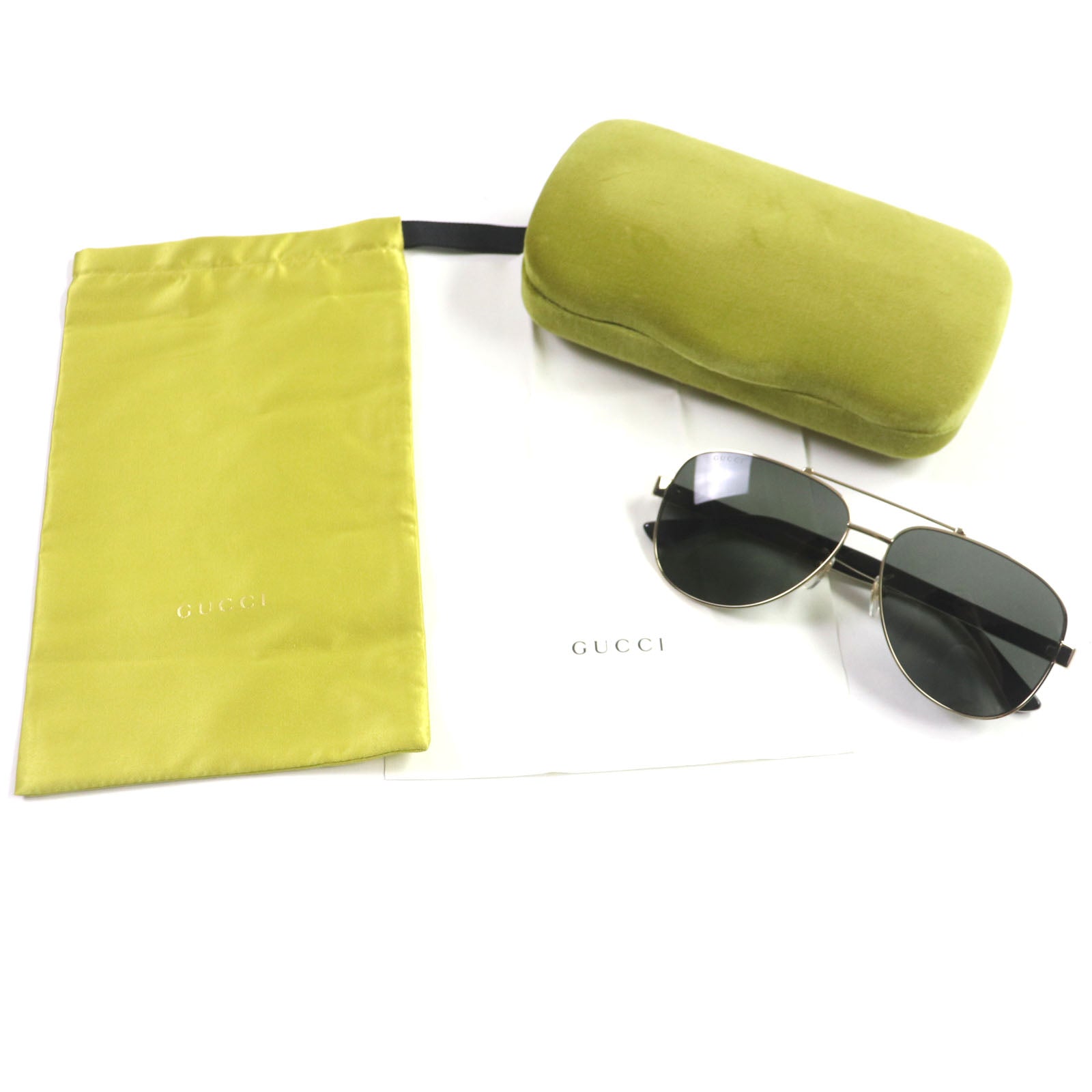 Gucci GG0528S Green Aviator Sunglasses