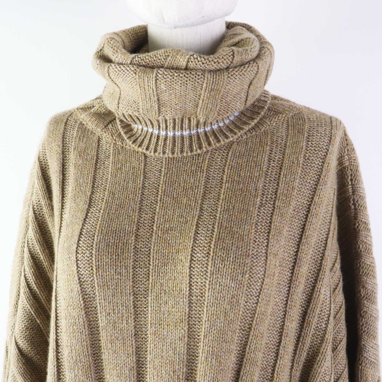 HERMES Cashmere Turtleneck Knit Dress Brown