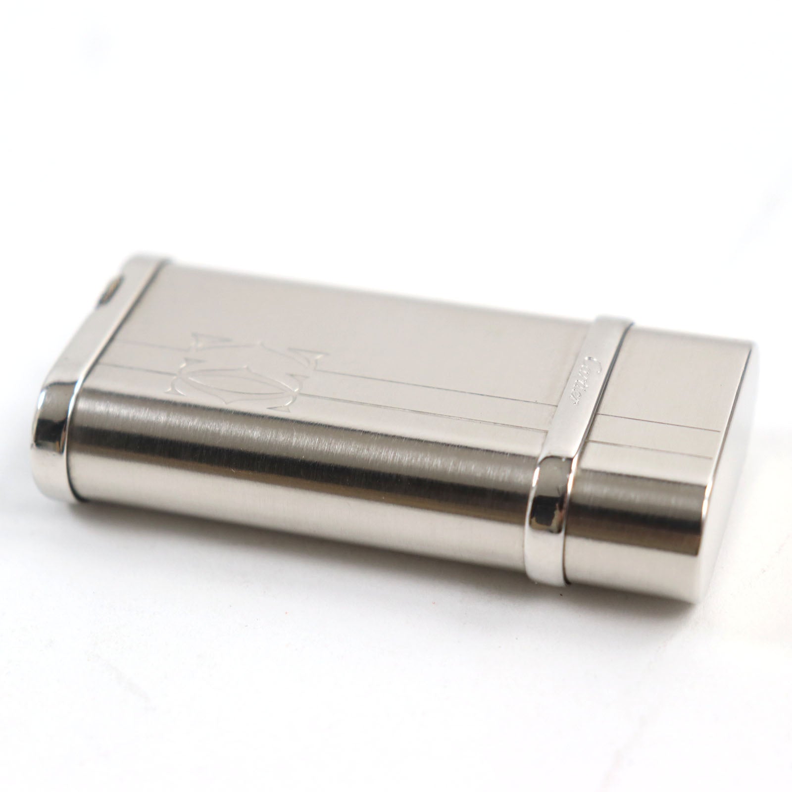 Cartier Silver Oval Lighter Logo Engraving