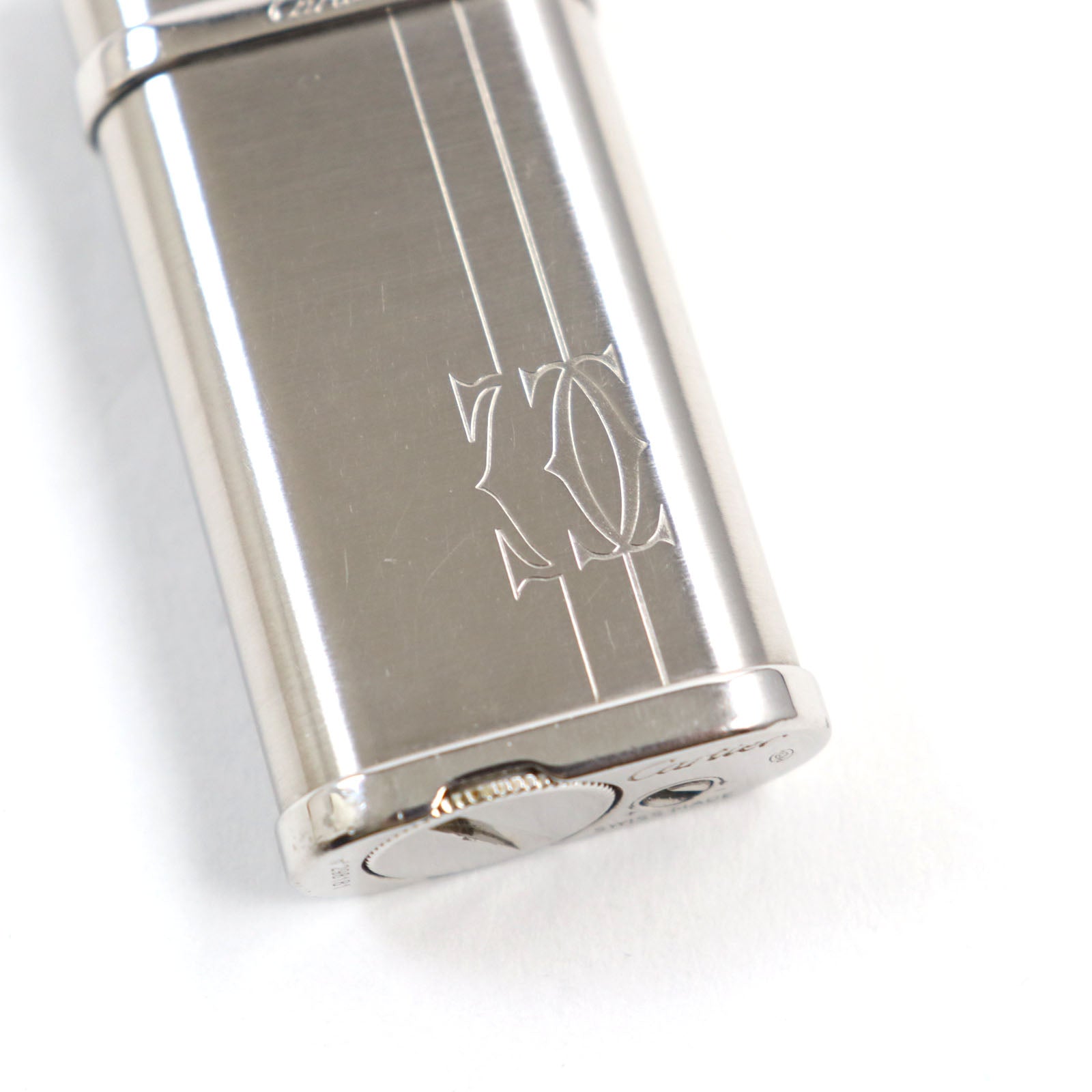 Cartier Silver Oval Lighter Logo Engraving