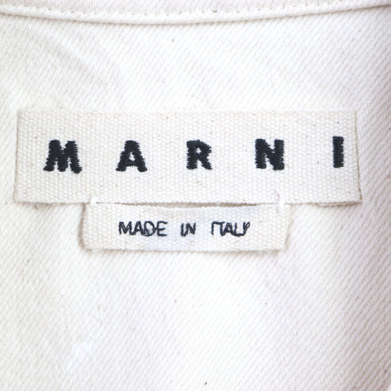 MARNI Cotton Painted Denim Overshirt Ivory Pink