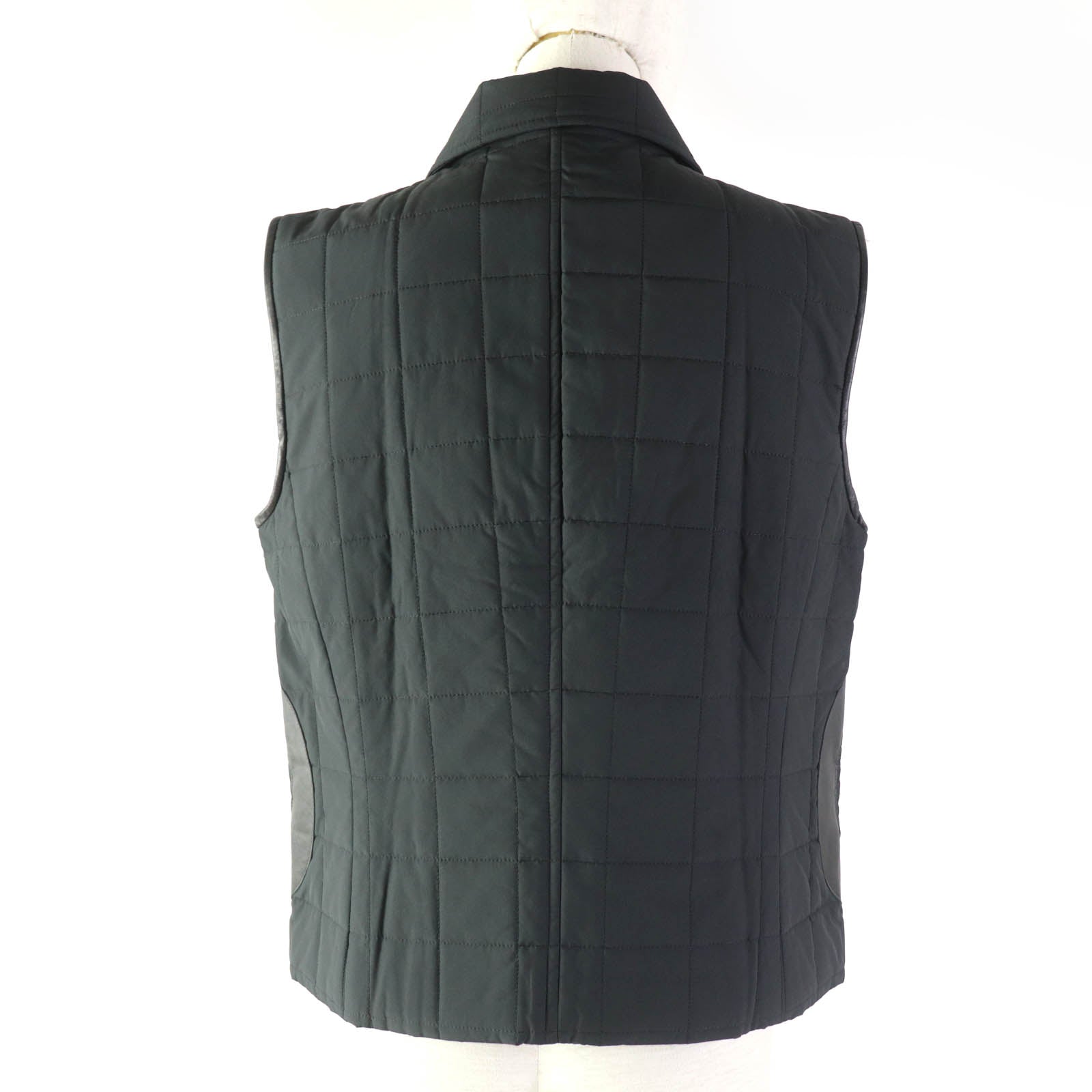 Salvatore Ferragamo Gancini Leather Quilted Zip Up Vest