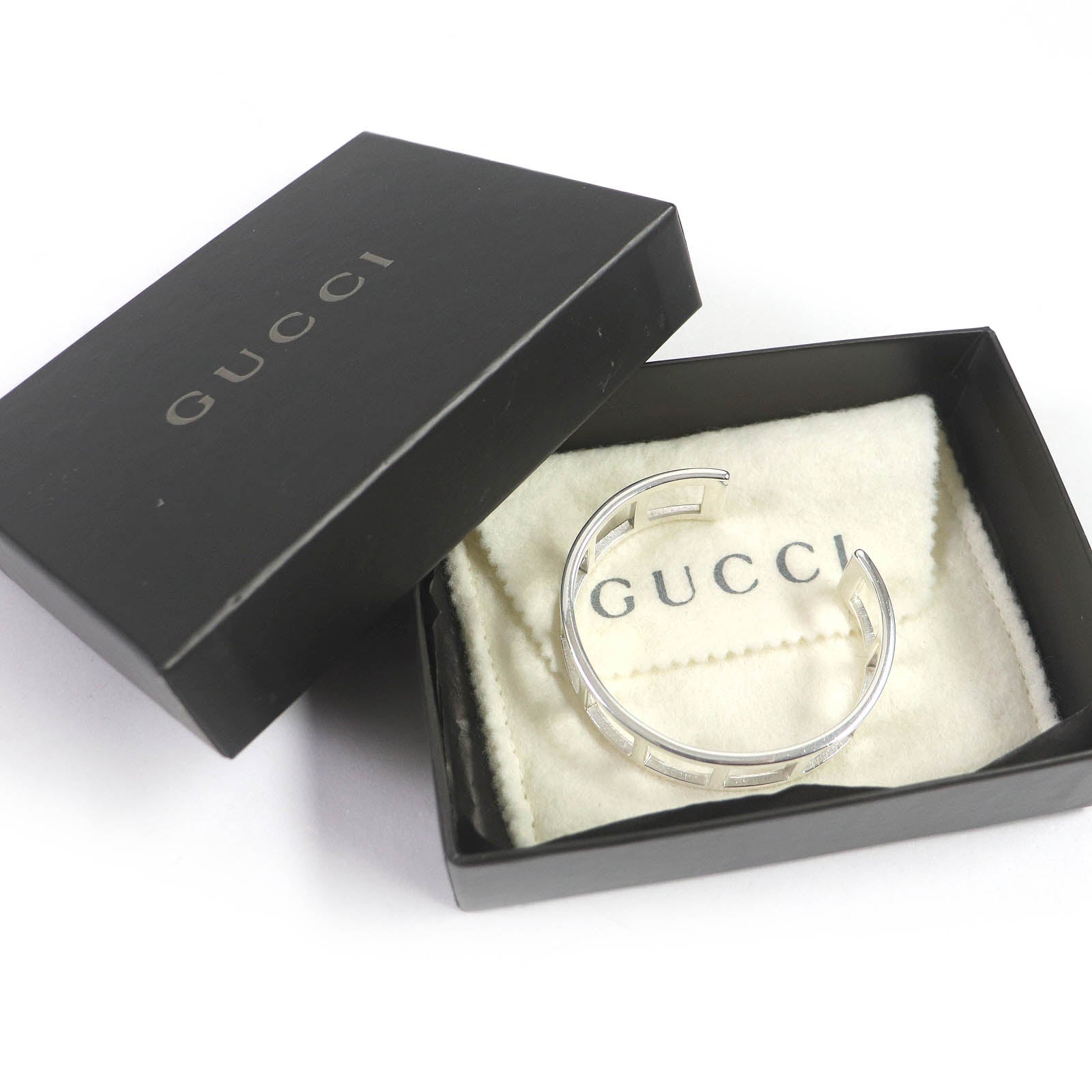 Gucci Vintage Silver Open Square Bangle Bracelet