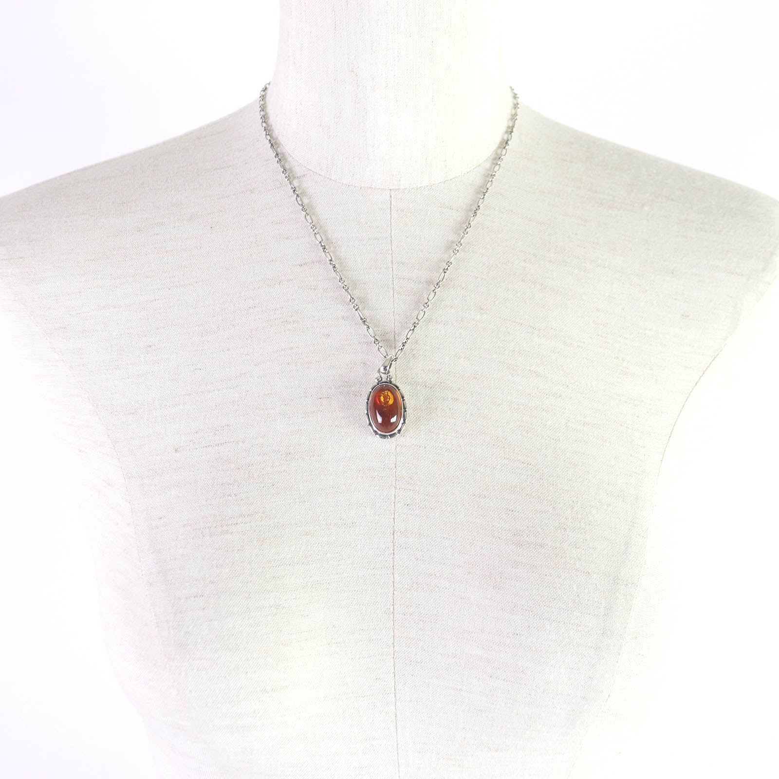 Georg Jensen Amber Pendant Necklace Silver