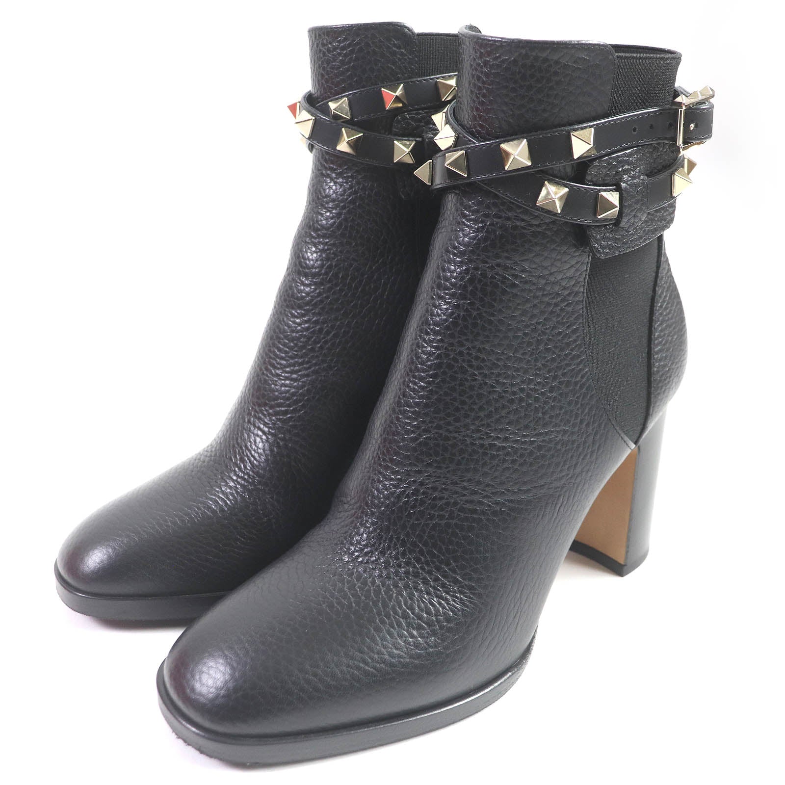 Valentino Rockstud Leather Ankle Boots Black