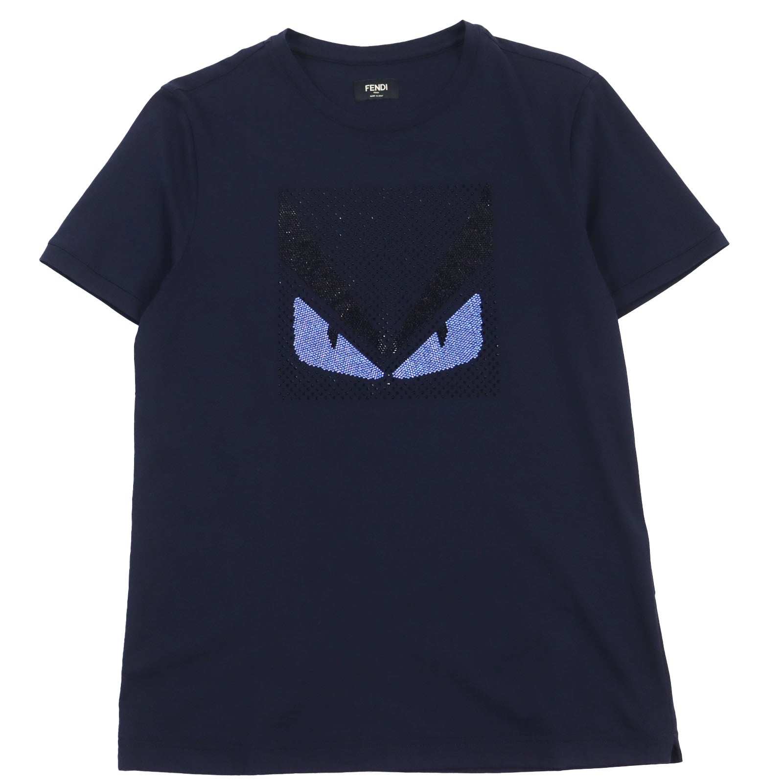 Fendi Rhinestone Monster Eye T-shirt Navy