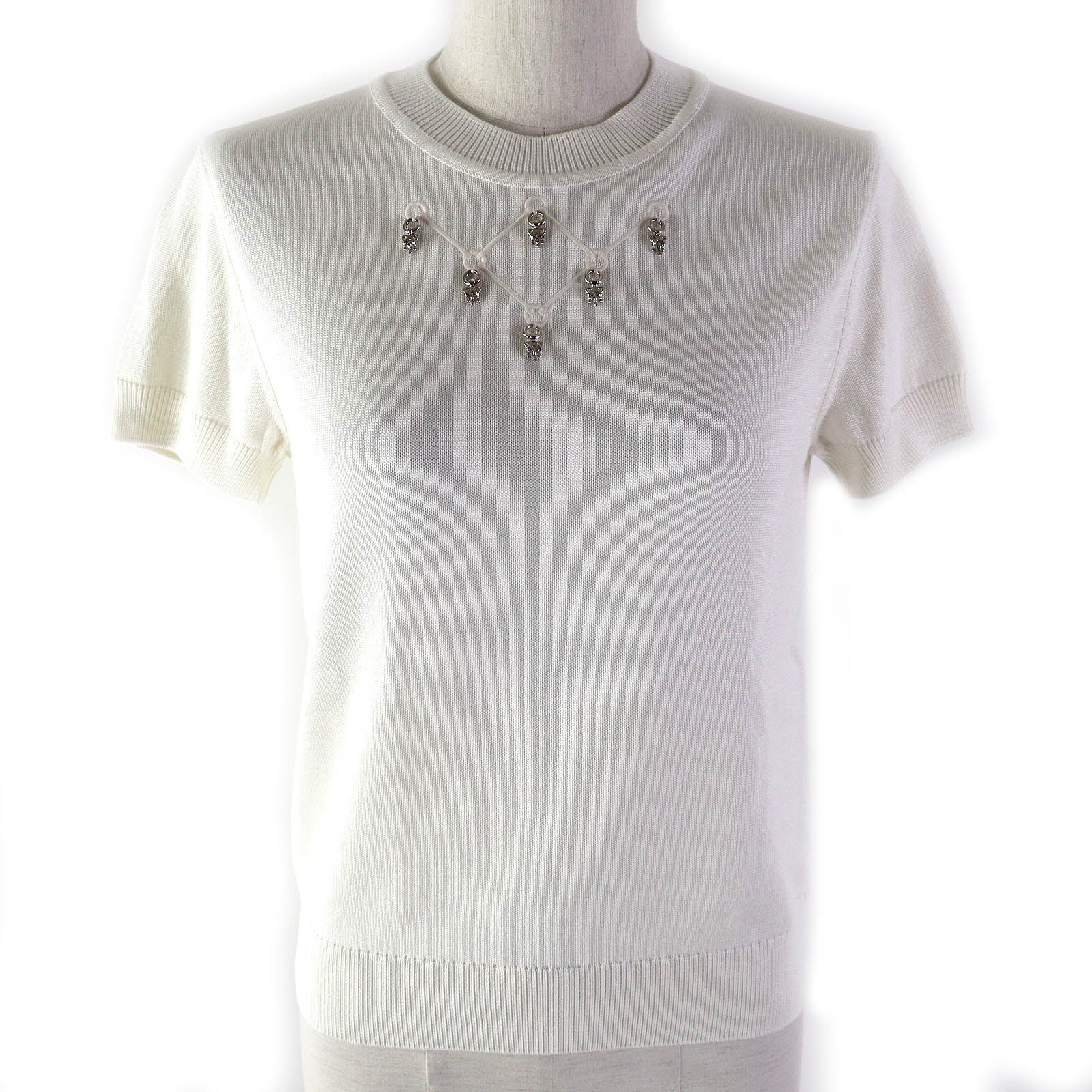 Hermes Silk Blend Short Sleeve Knit White 38