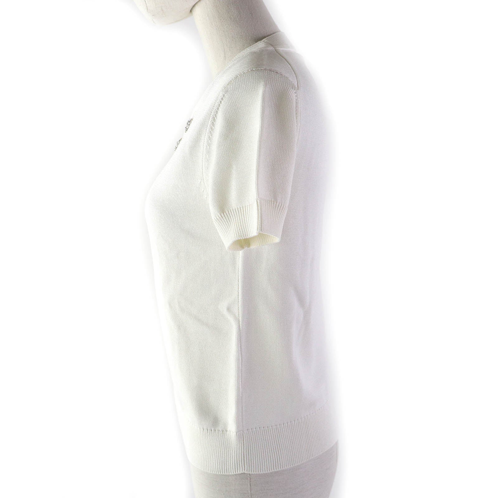 Hermes Silk Blend Short Sleeve Knit White 38