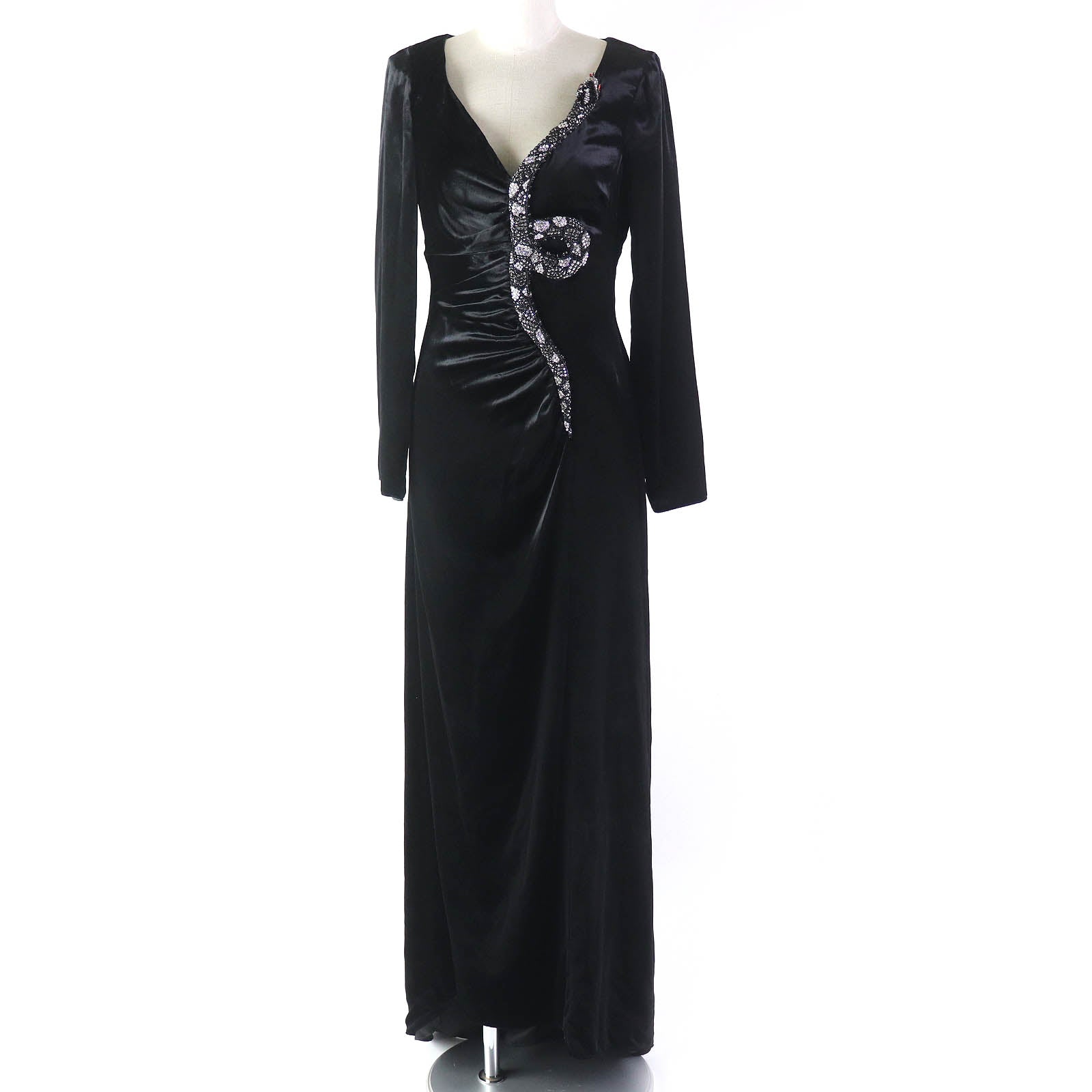 Valentino Silk Blend V-Neck Maxi Dress Black