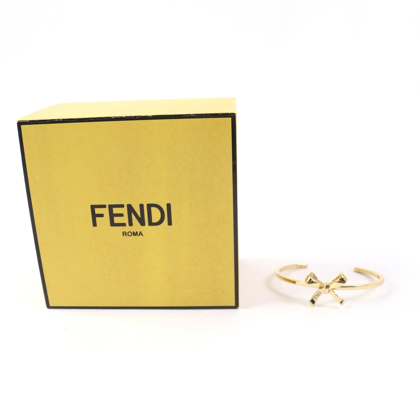 Fendi Logo Ribbon Bracelet Bangle Gold