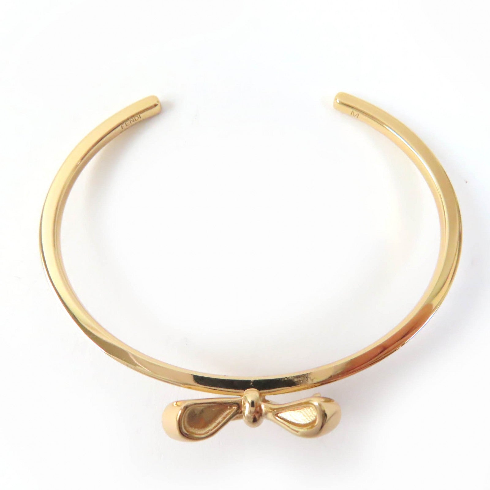 Fendi Logo Ribbon Bracelet Bangle Gold