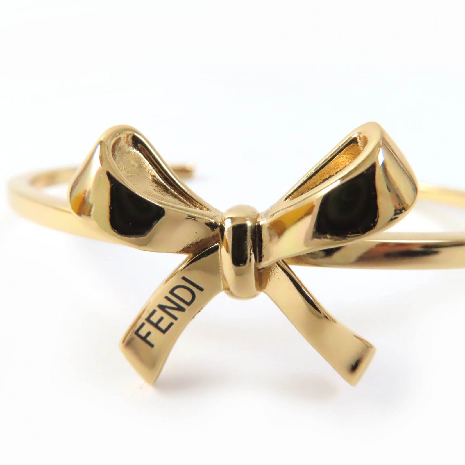 Fendi Logo Ribbon Bracelet Bangle Gold