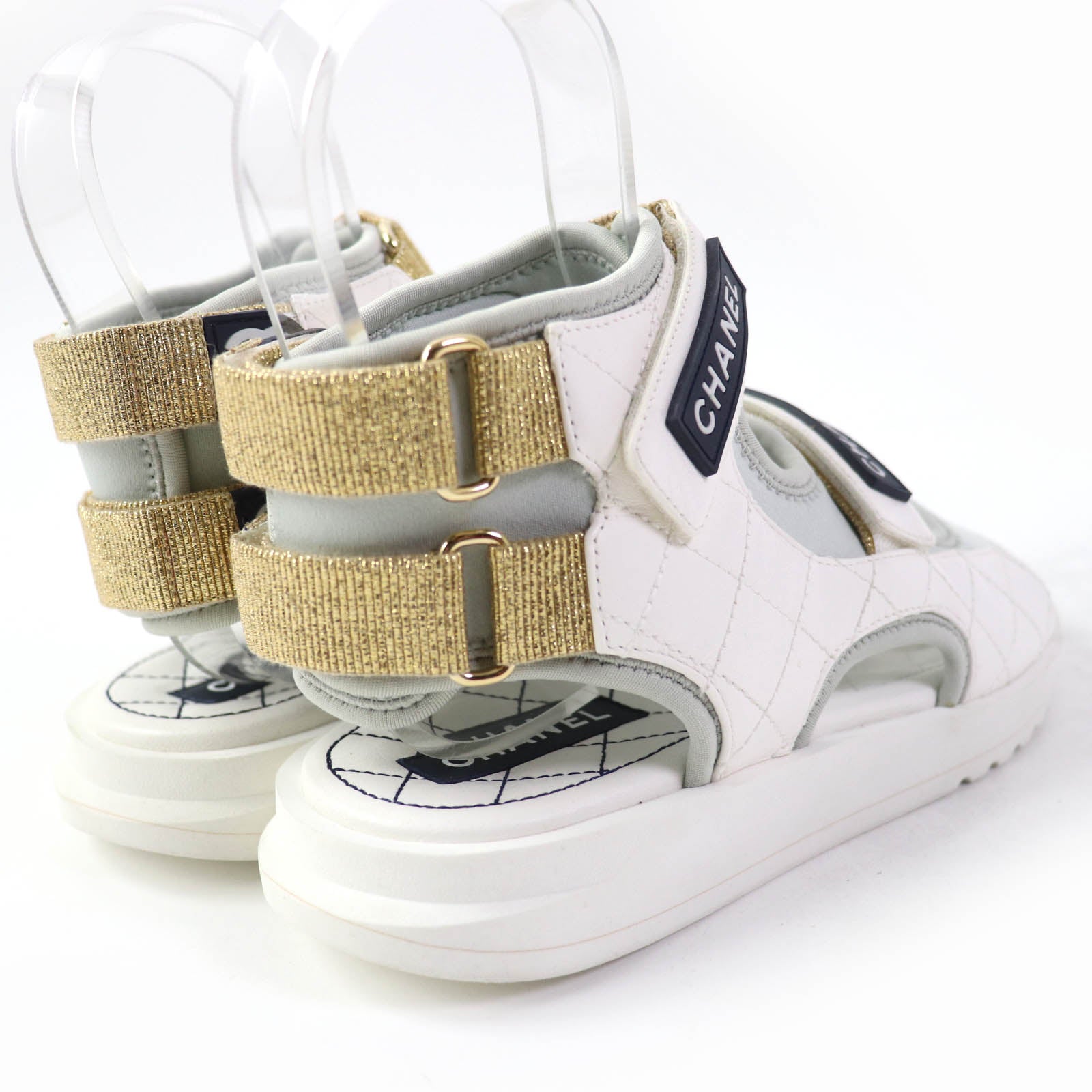 Chanel Matelasse Sport Logo Sandals White 35