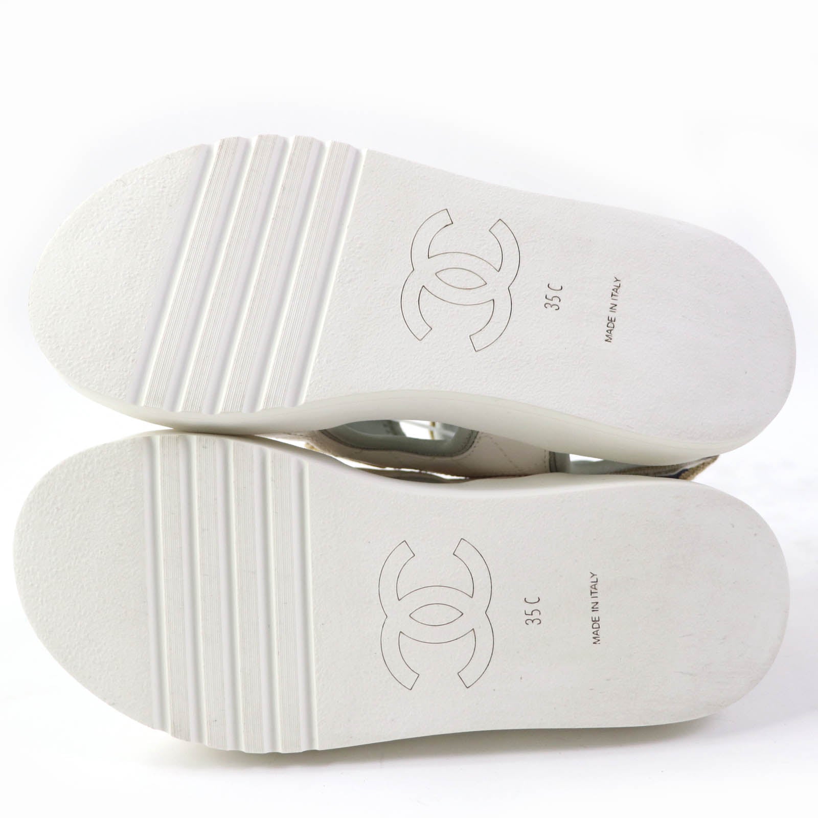 Chanel Matelasse Sport Logo Sandals White 35