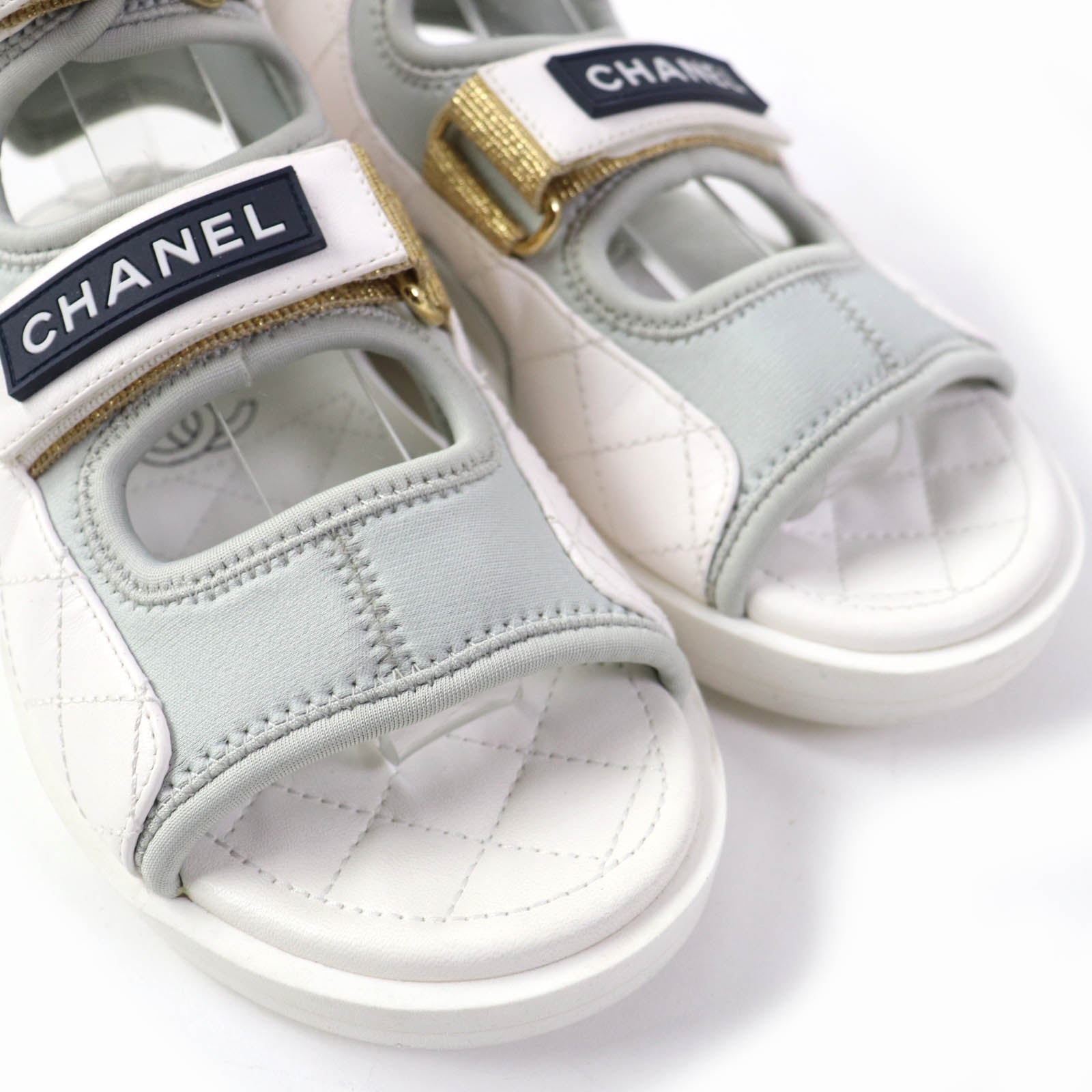 Chanel Matelasse Sport Logo Sandals White 35