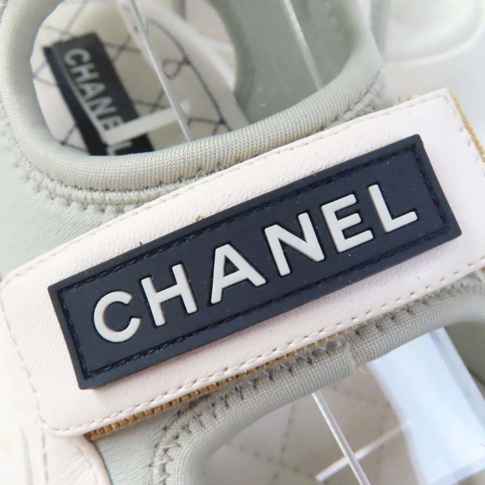 Chanel Matelasse Sport Logo Sandals White 35