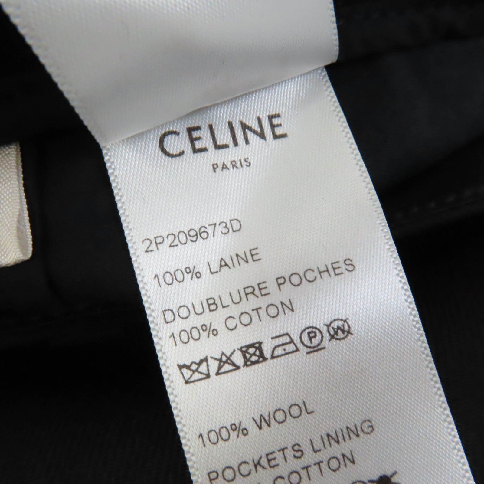 Celine Wool Gabardine Pants Black 34 Women