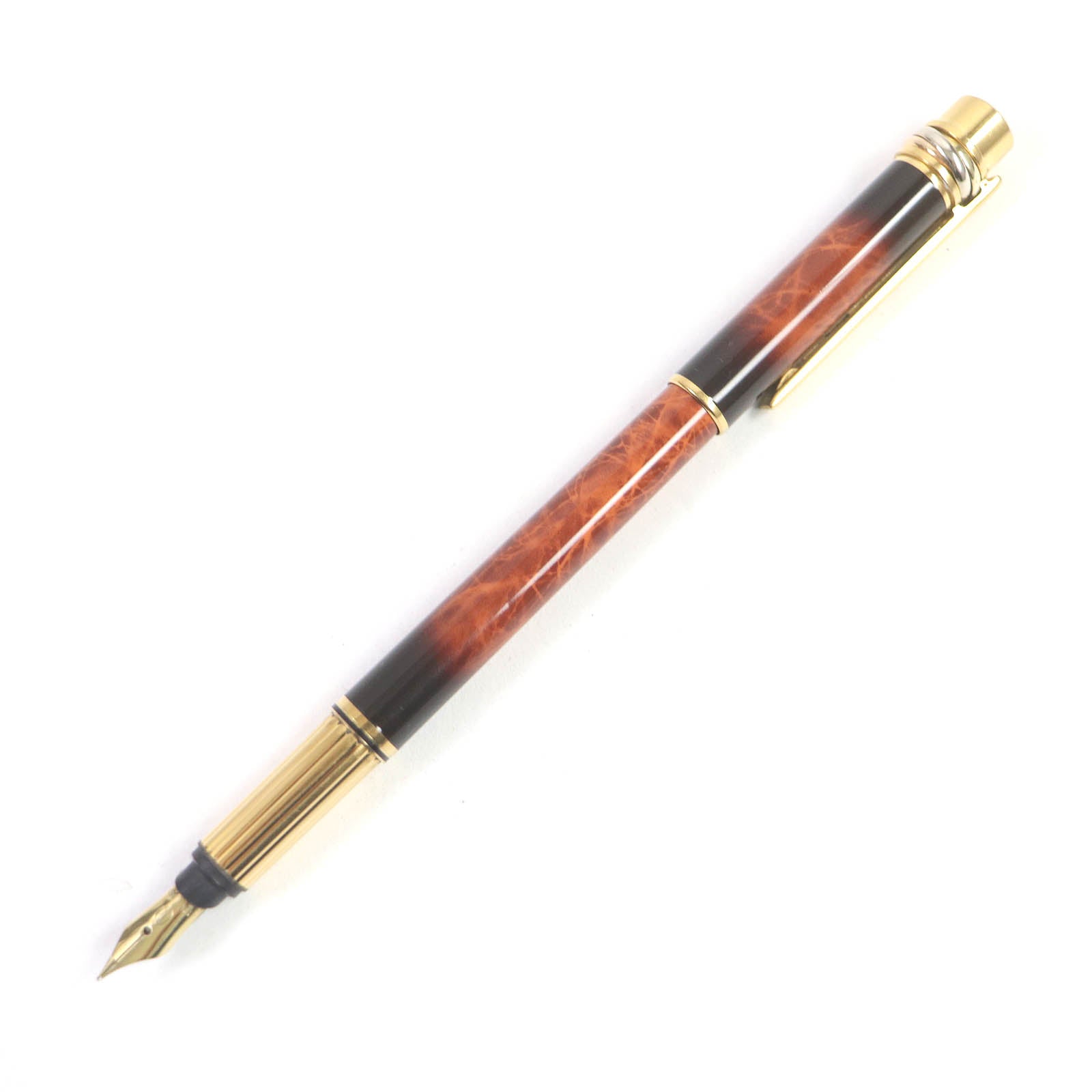 Cartier Trinity Fountain Pen 18K F Nib Brown Gold