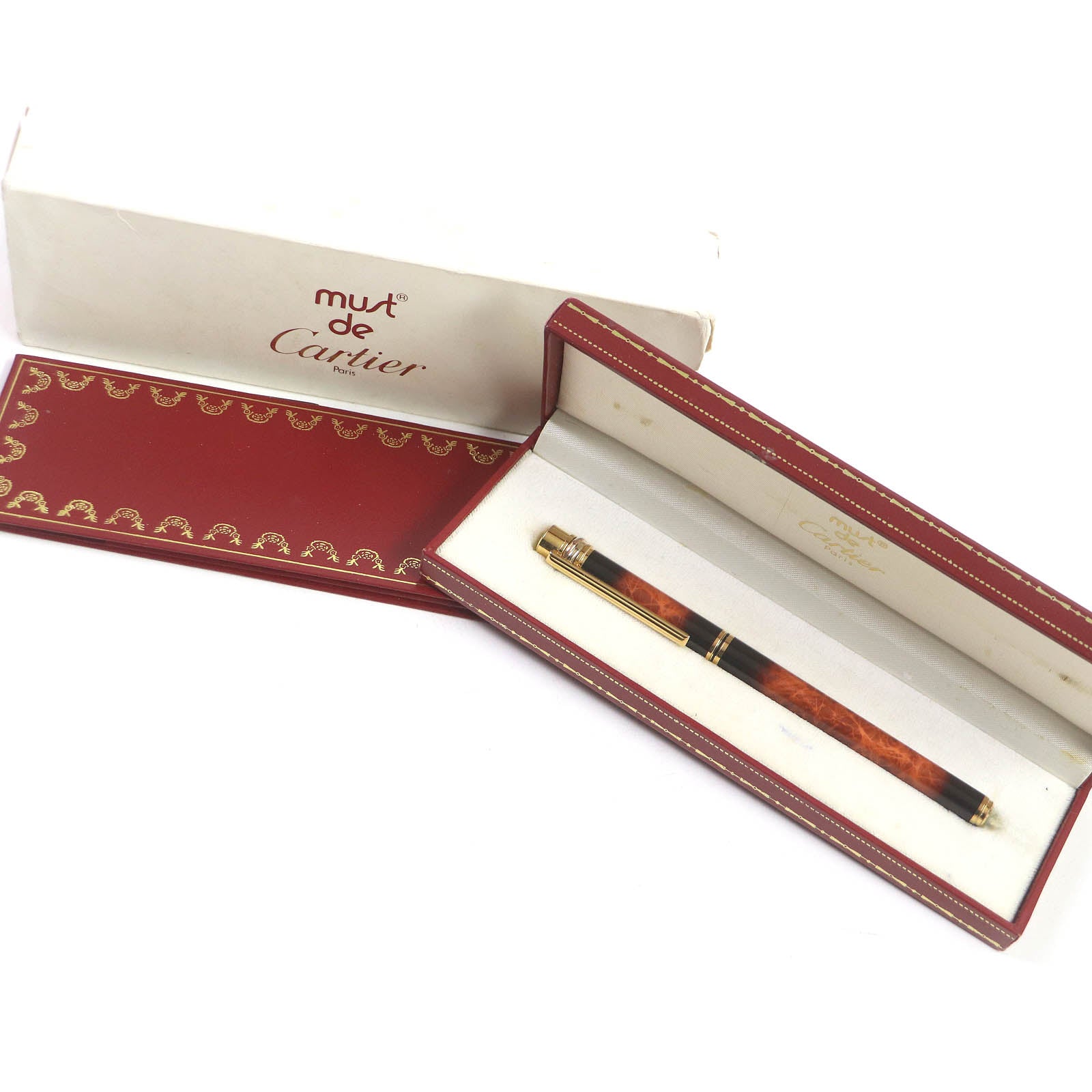 Cartier Trinity Fountain Pen 18K F Nib Brown Gold