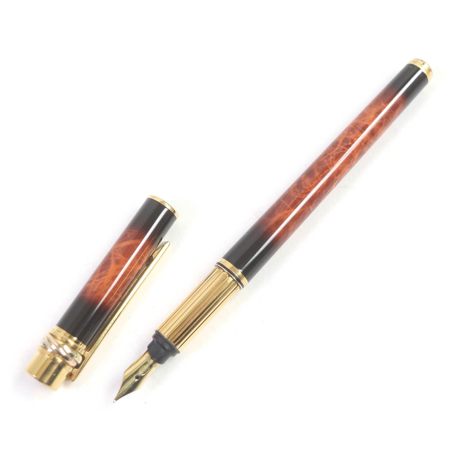 Cartier Trinity Fountain Pen 18K F Nib Brown Gold