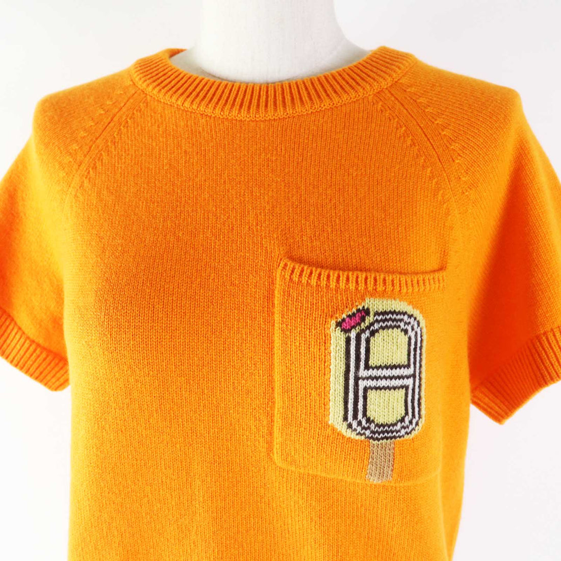 Hermes Cashmere Knit Top Orange 38 Women