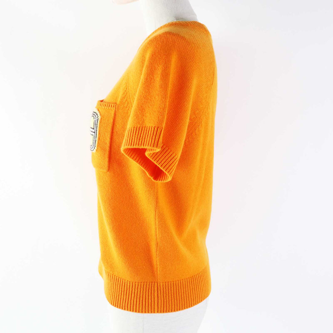 Hermes Cashmere Knit Top Orange 38 Women