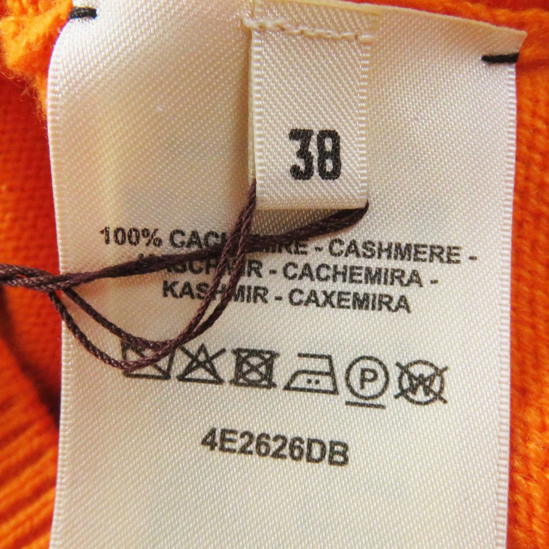 Hermes Cashmere Knit Top Orange 38 Women