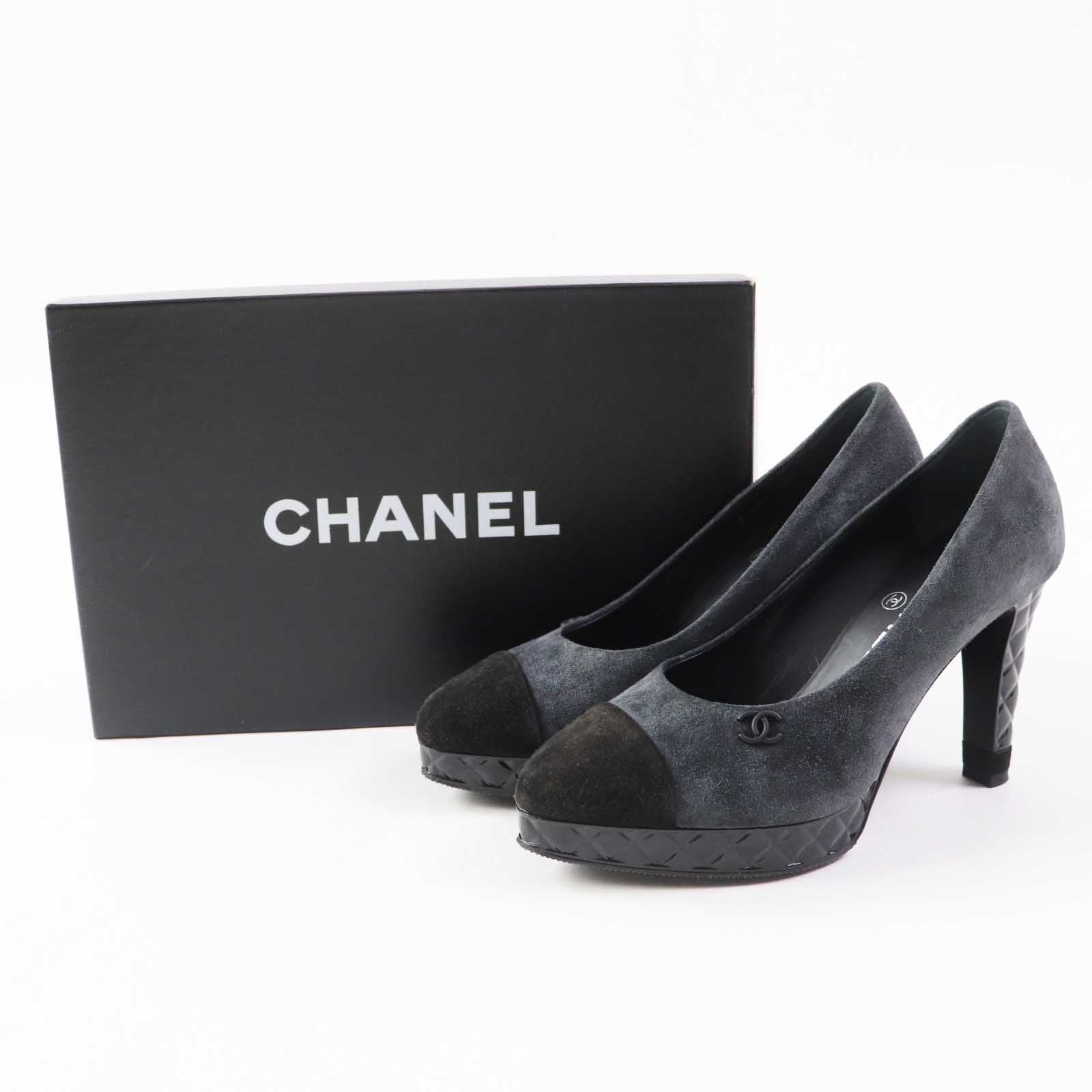 Chanel COCO Mark Bicolor Suede Leather Pumps