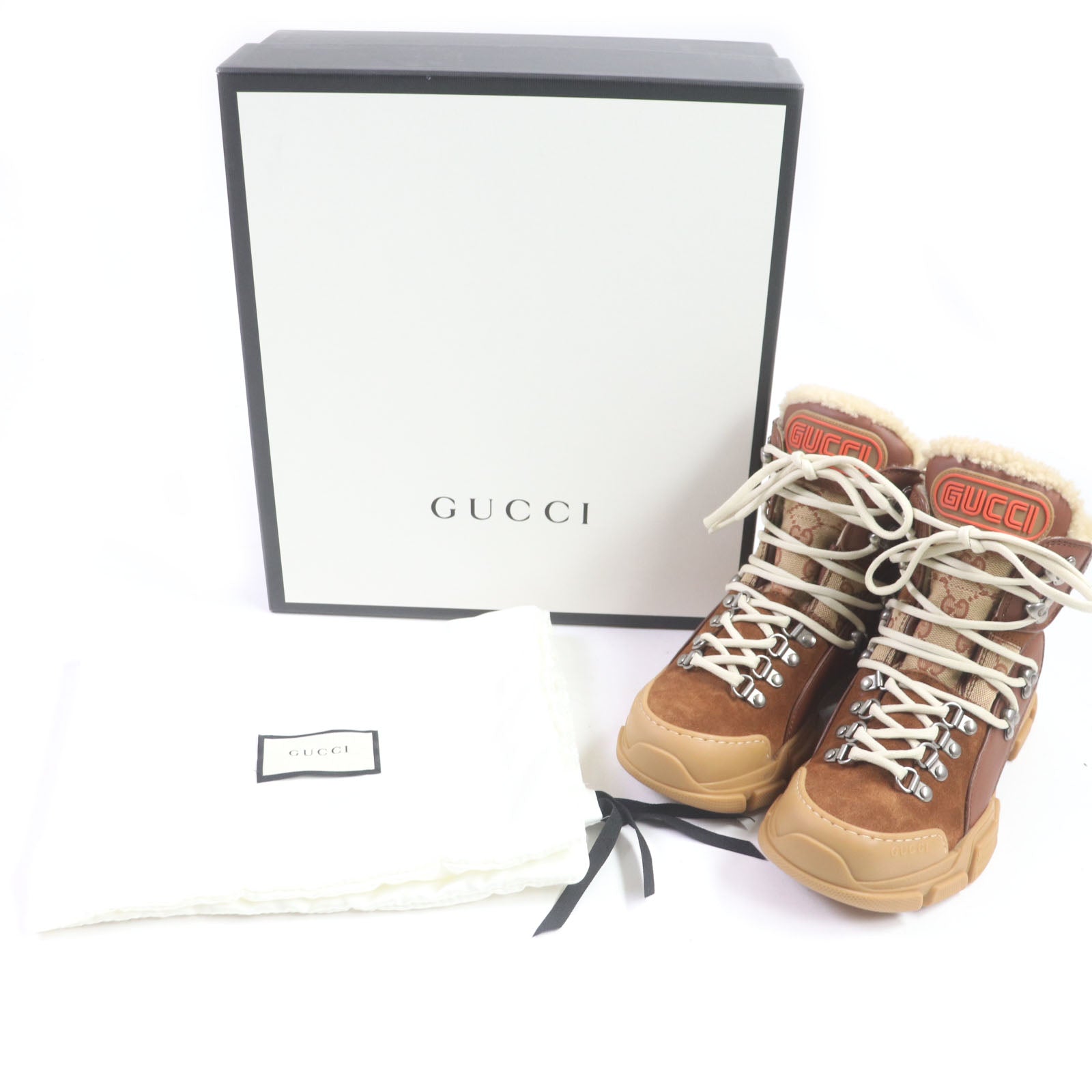 Gucci Flash Trek GG Canvas Boots Suede Leather