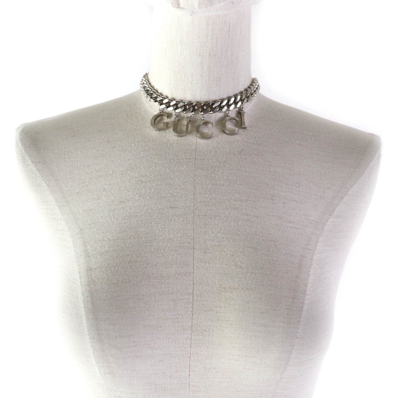 GUCCI Silver Interlocking Necklace 675769