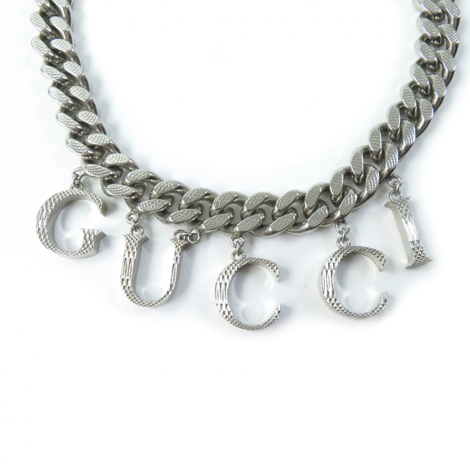 GUCCI Silver Interlocking Necklace 675769