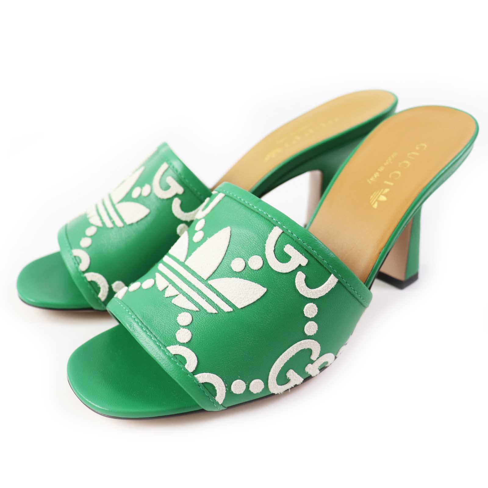 Gucci GG Logo Leather Mule Green 36