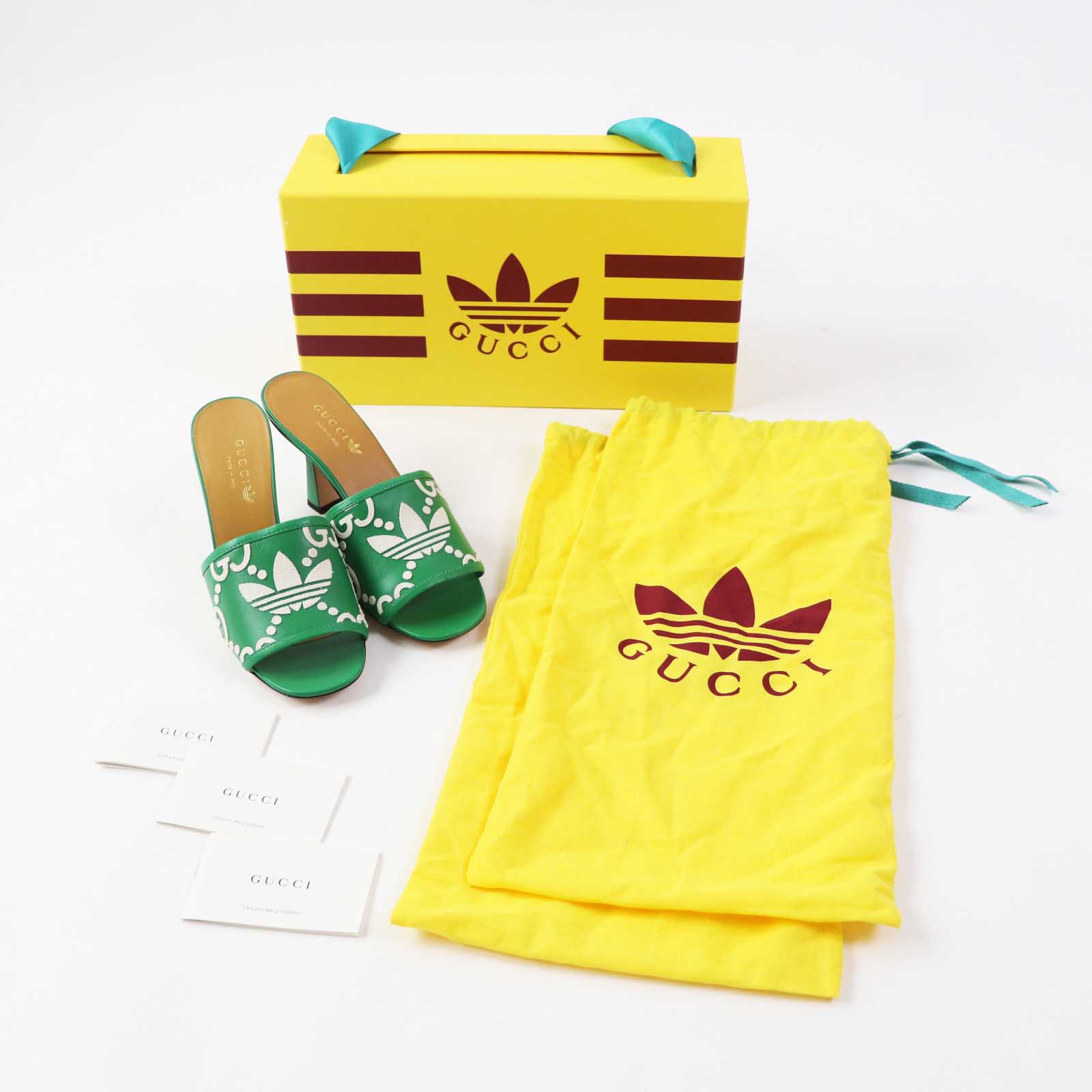 Gucci GG Logo Leather Mule Green 36