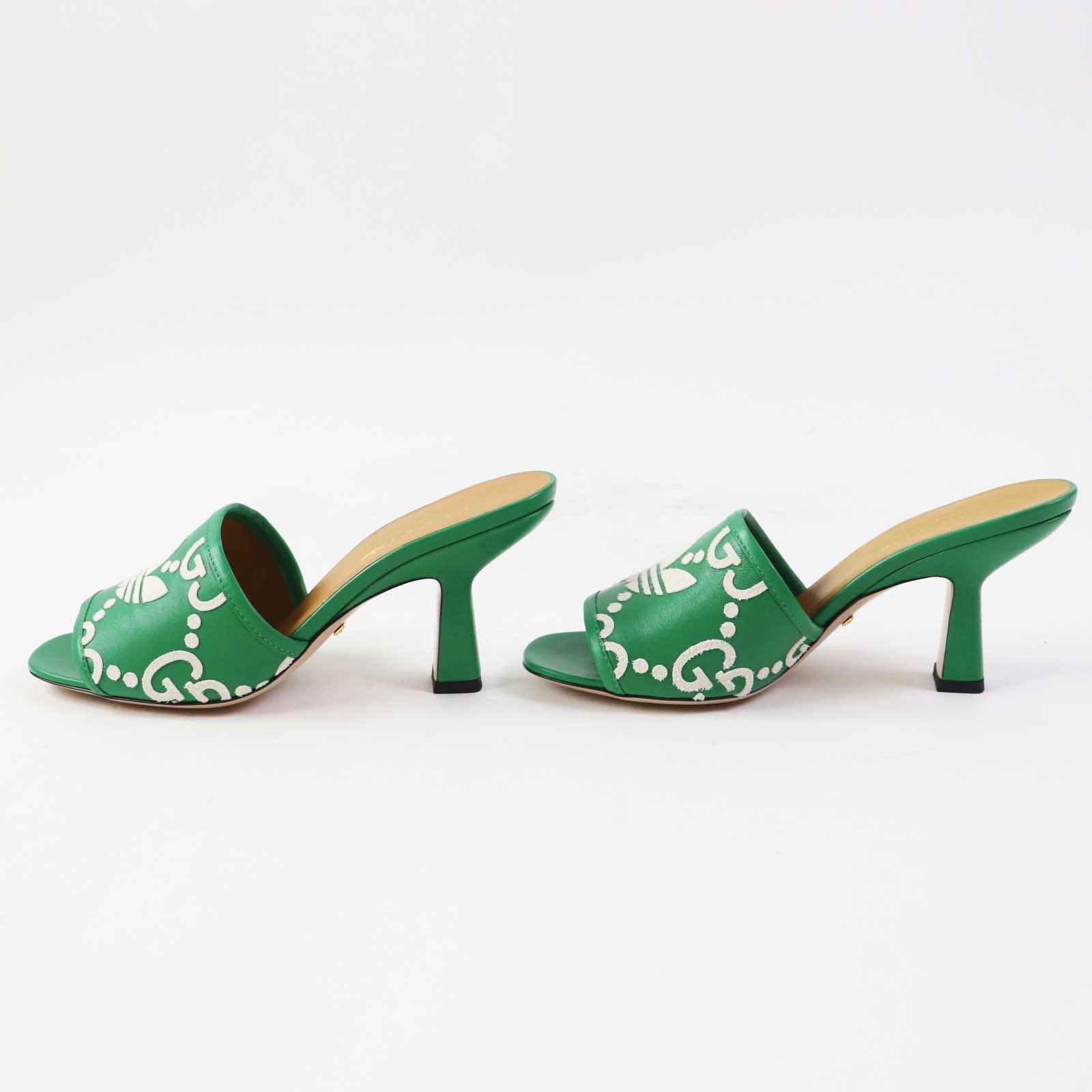 Gucci GG Logo Leather Mule Green 36