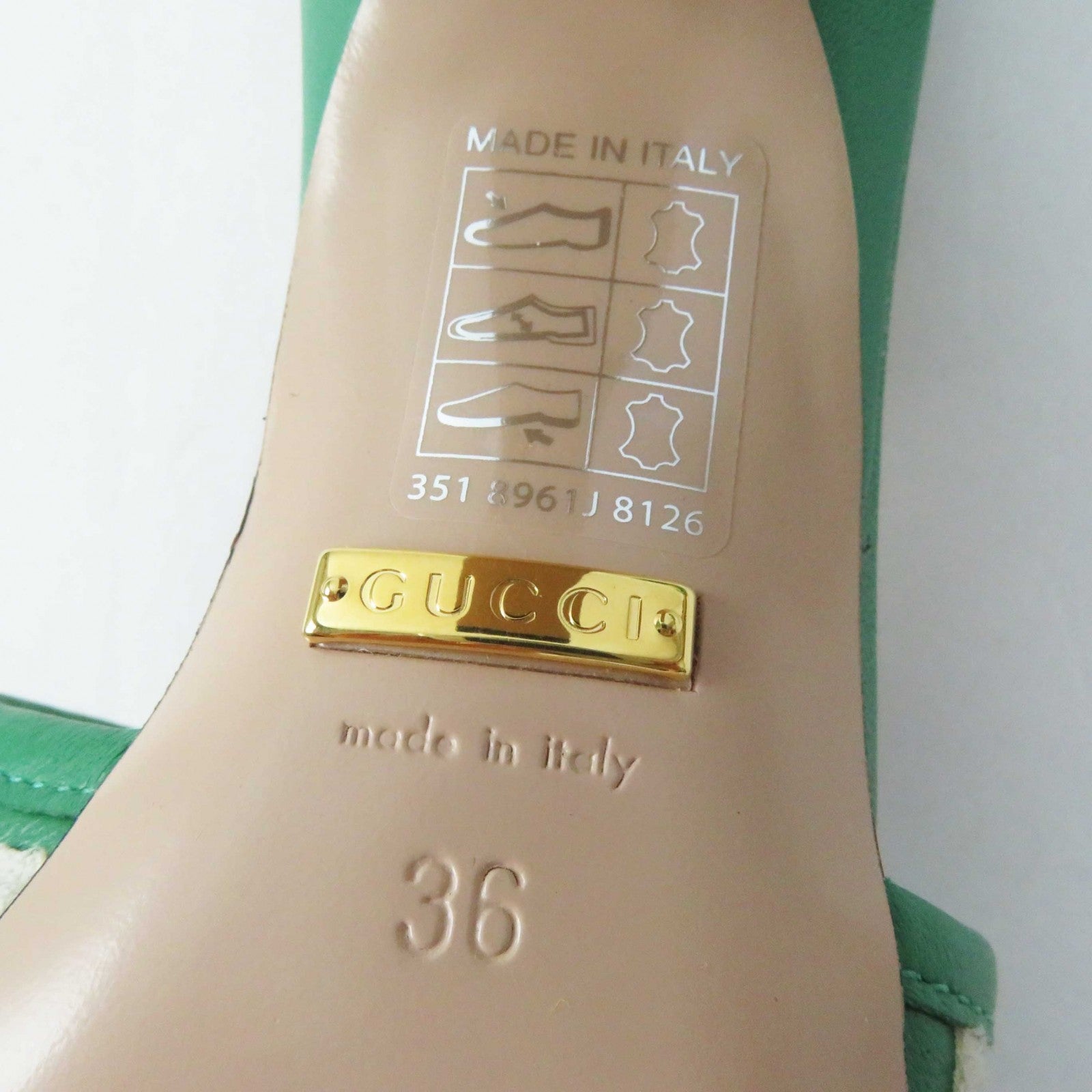 Gucci GG Logo Leather Mule Green 36