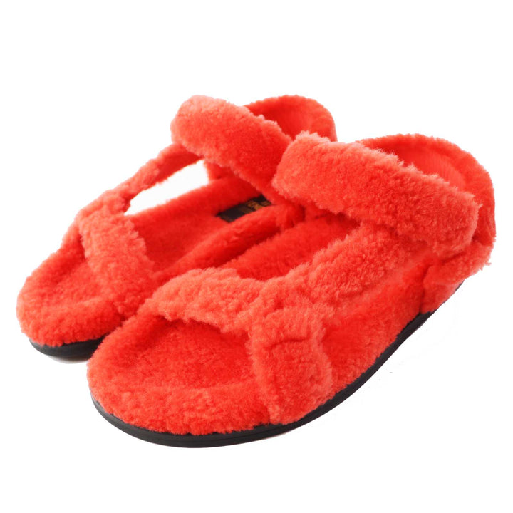 Fendi Skims Zucca Fur Mouton Sandals 37