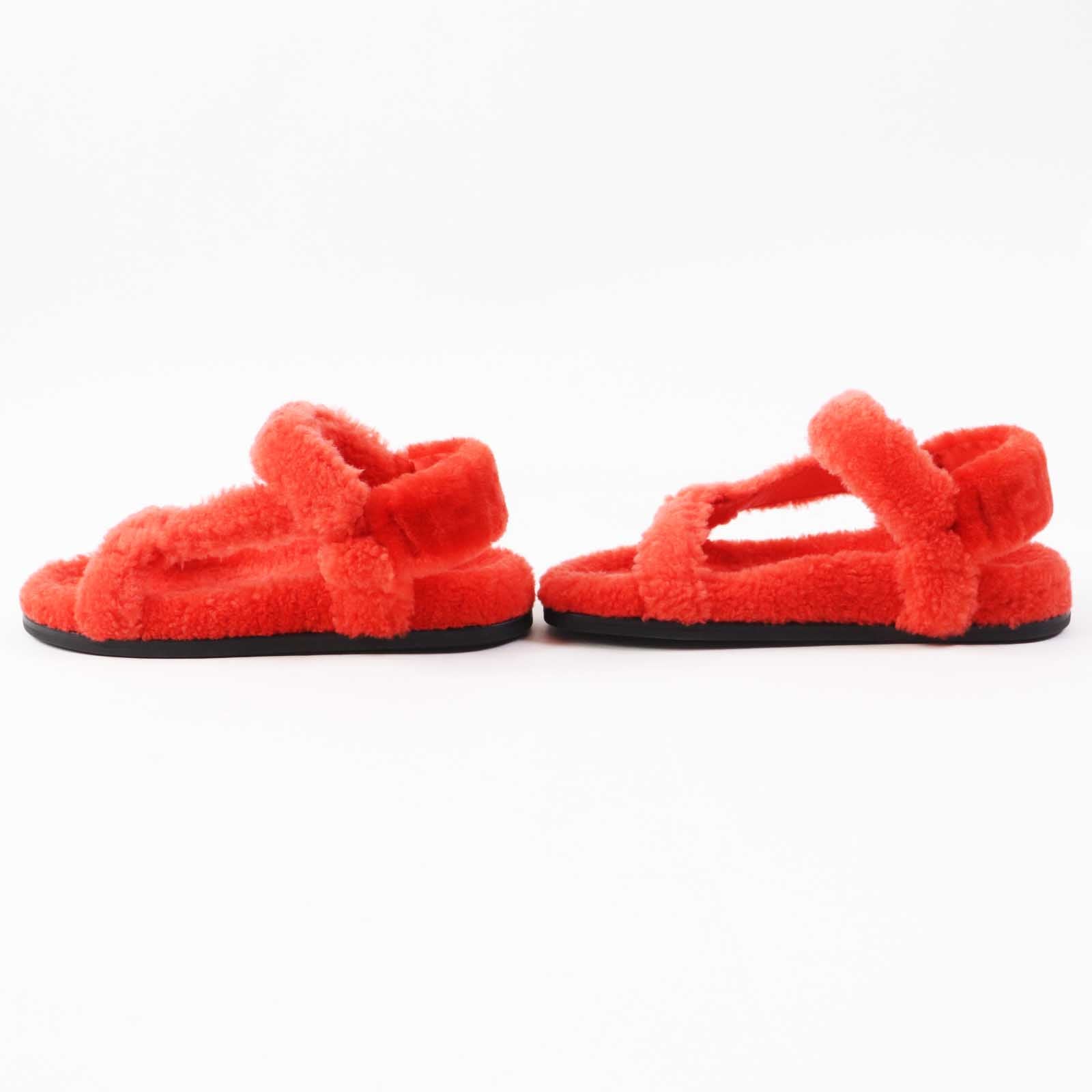 Fendi Skims Collaboration Zucca Sheep Fur Sandals