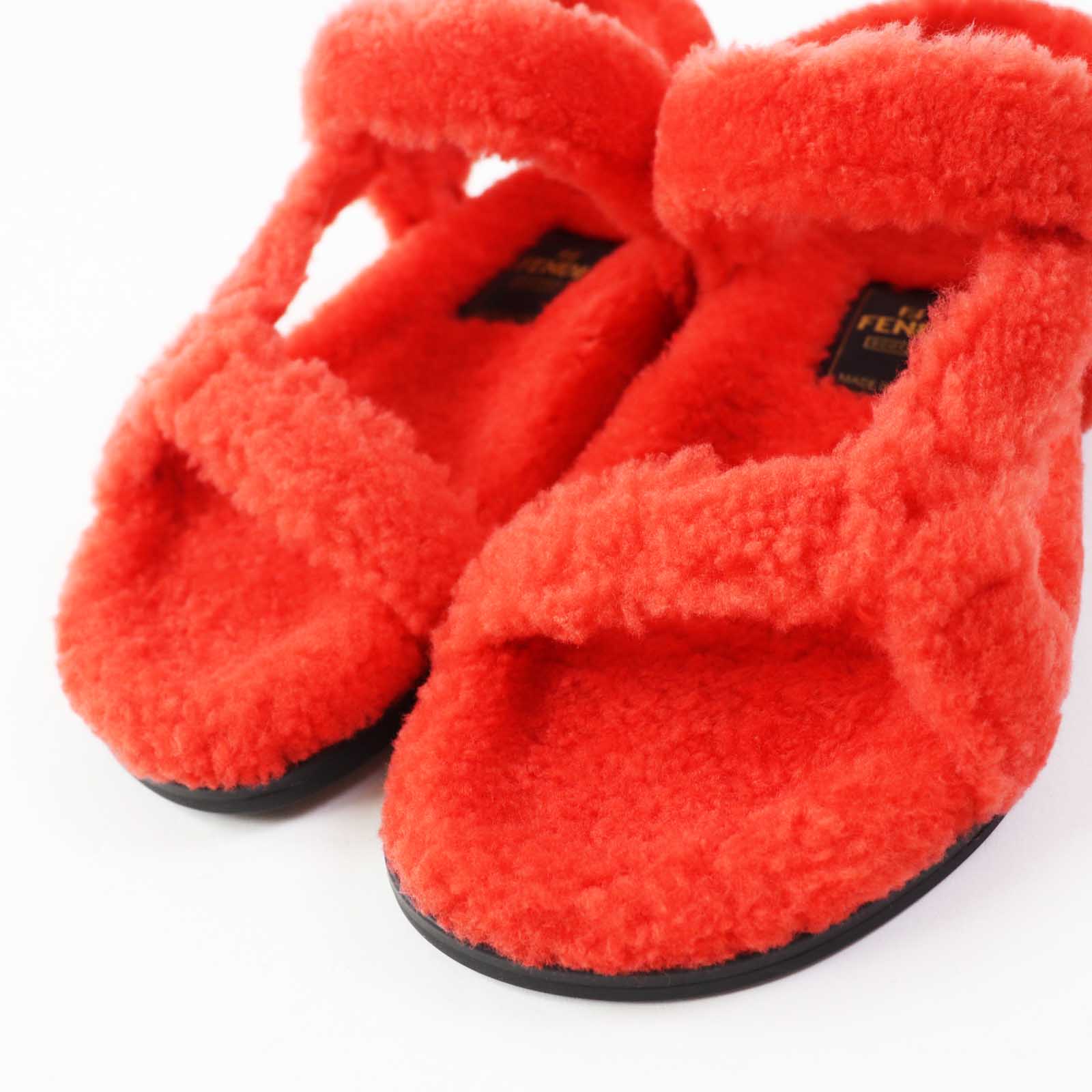 Fendi Skims Collaboration Zucca Sheep Fur Sandals