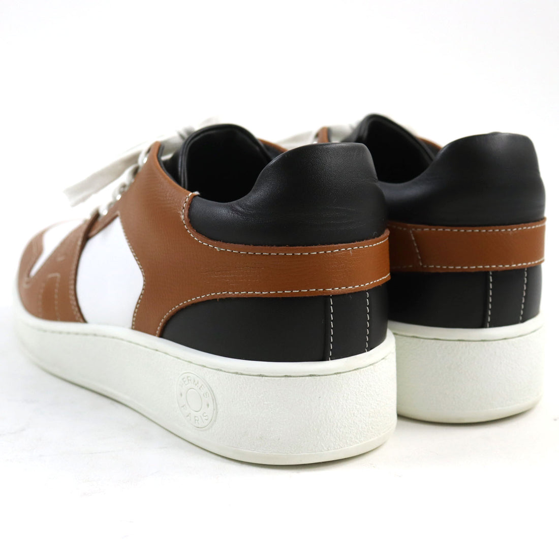 Hermes Leather H Logo Lace-up Sneakers