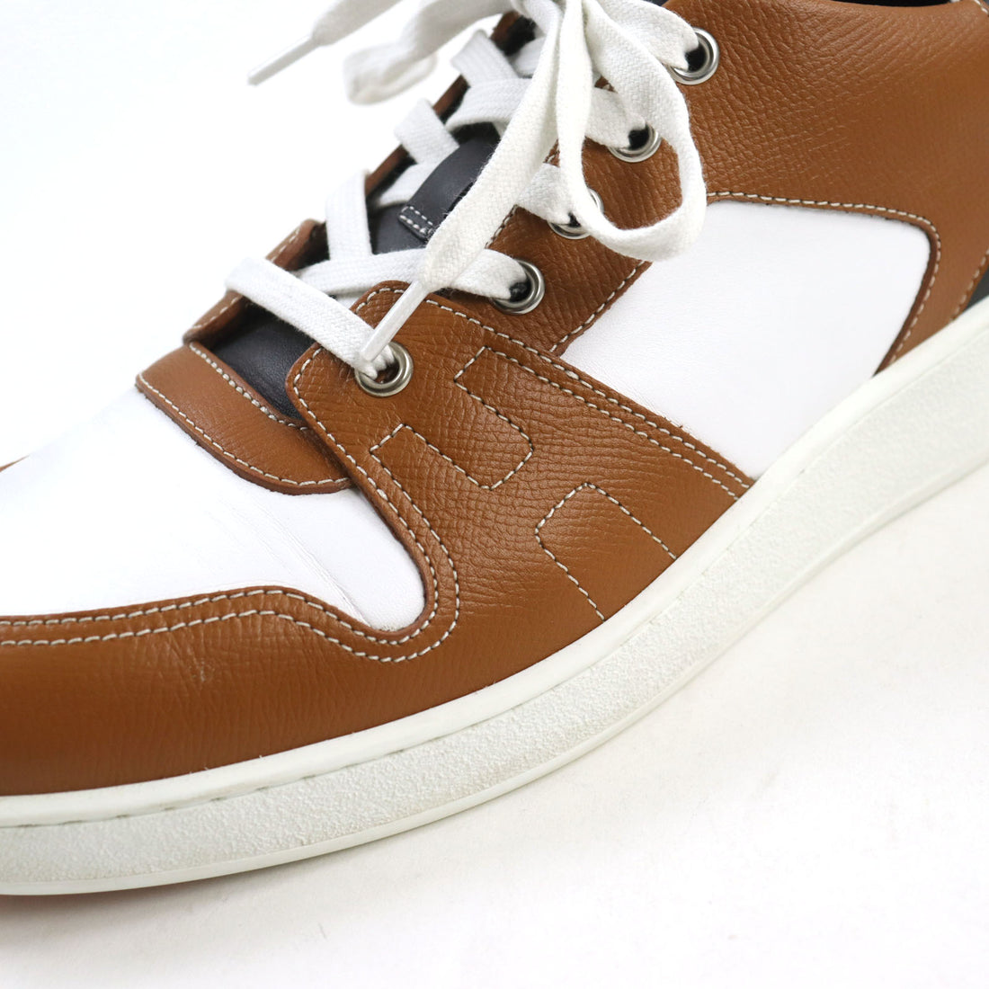 Hermes Leather H Logo Lace-up Sneakers